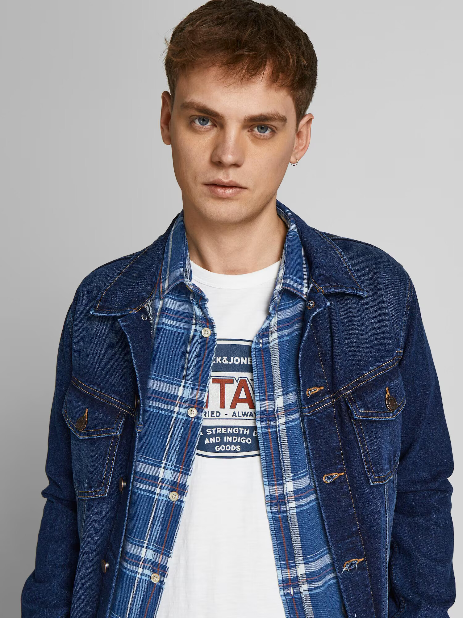 JACK & JONES Srajca 'Stanley' modra / oranžna / bela - Pepit.si