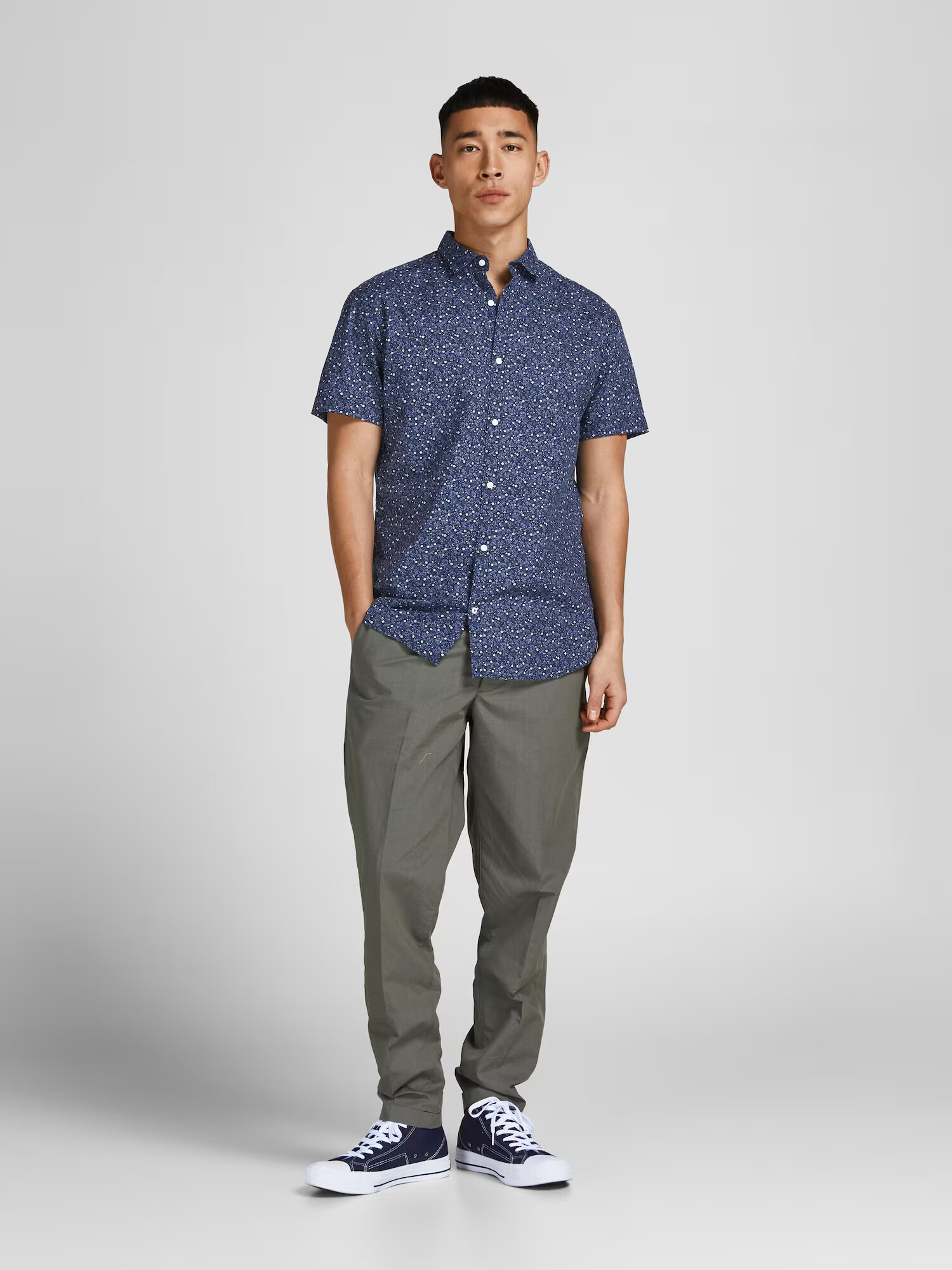 JACK & JONES Srajca 'Summer' mornarska / golobje modra / bela - Pepit.si