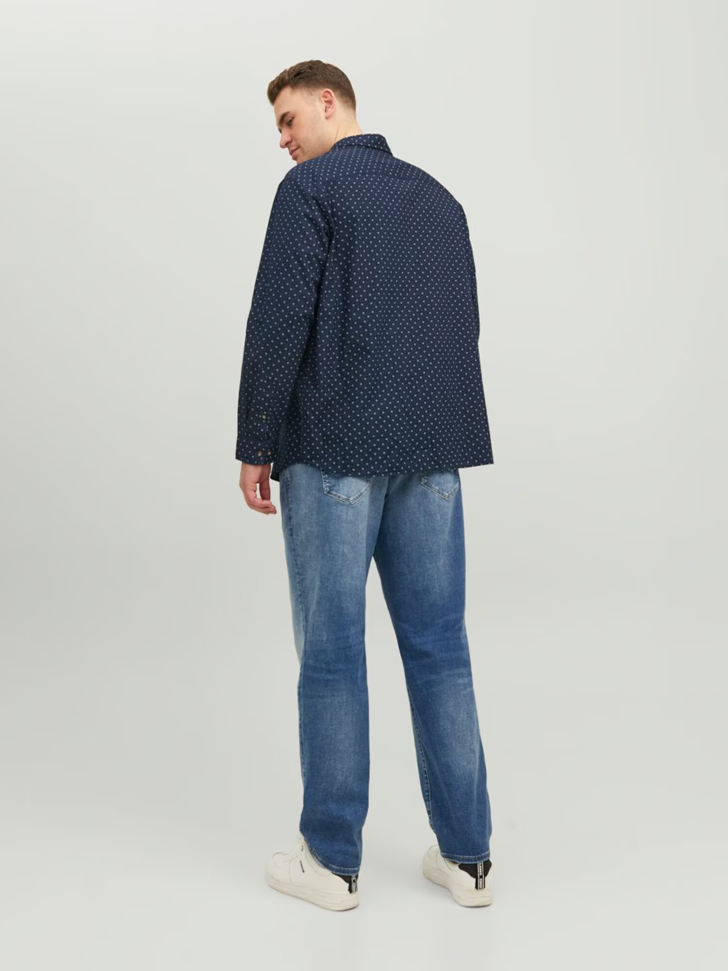 JACK & JONES Srajca temno modra / bela - Pepit.si