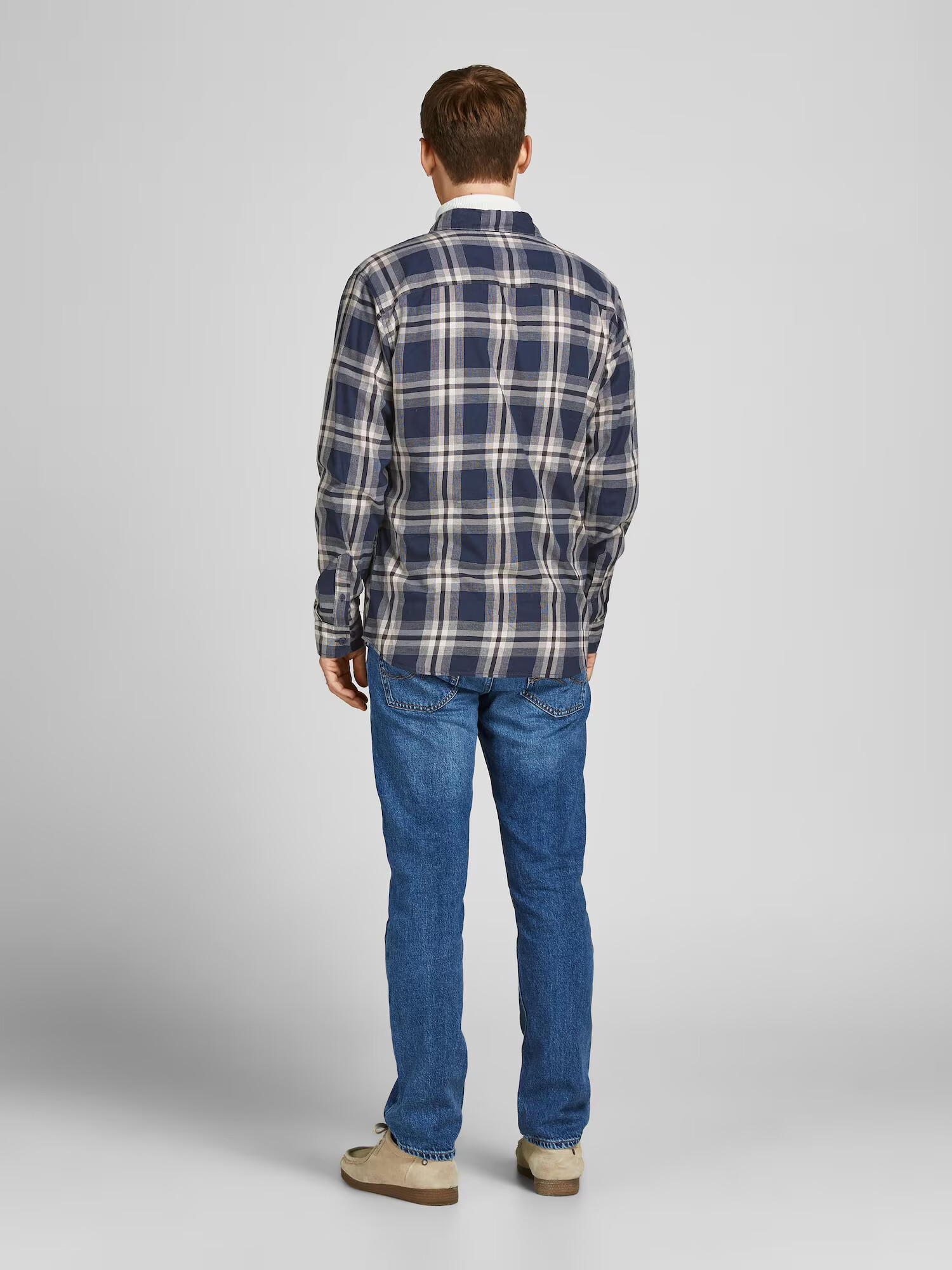 JACK & JONES Srajca kremna / temno modra - Pepit.si