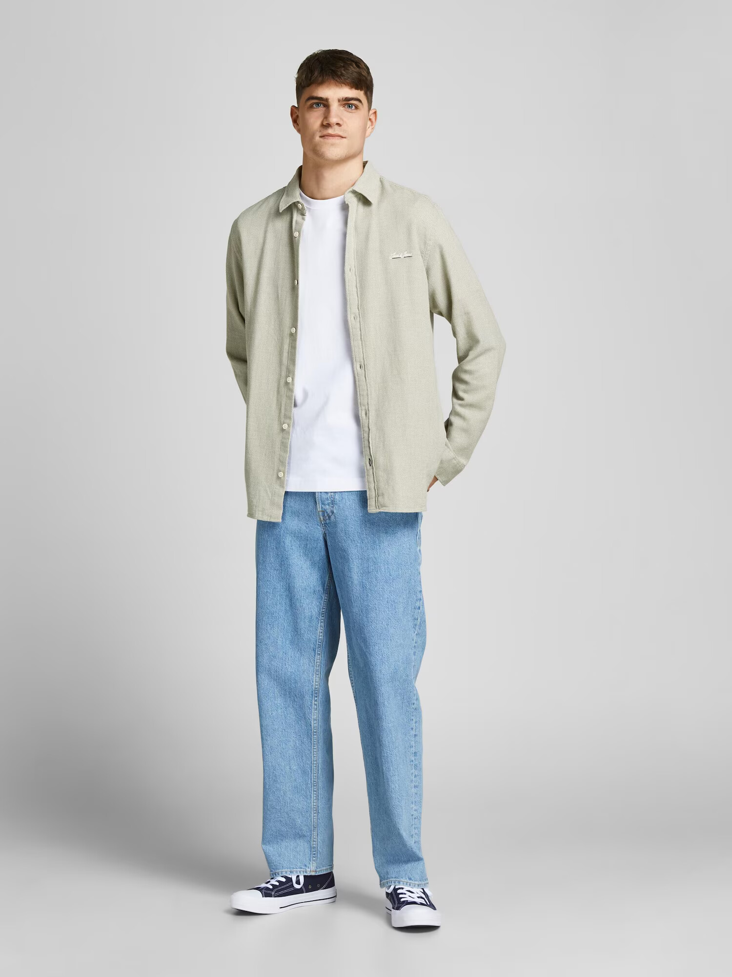 JACK & JONES Srajca 'TONS' pastelno zelena / bela - Pepit.si