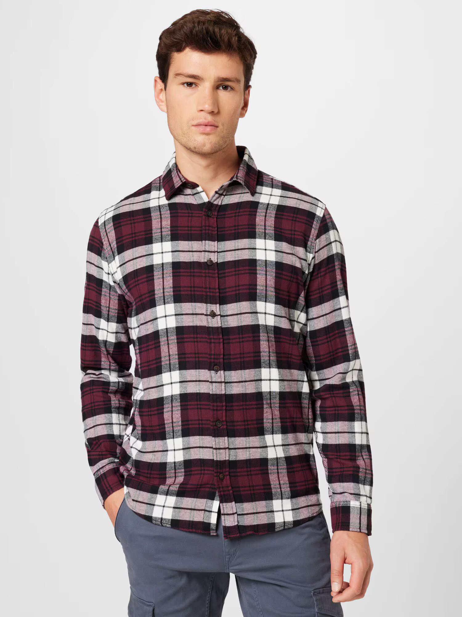 JACK & JONES Srajca vinsko rdeča / črna / bela - Pepit.si