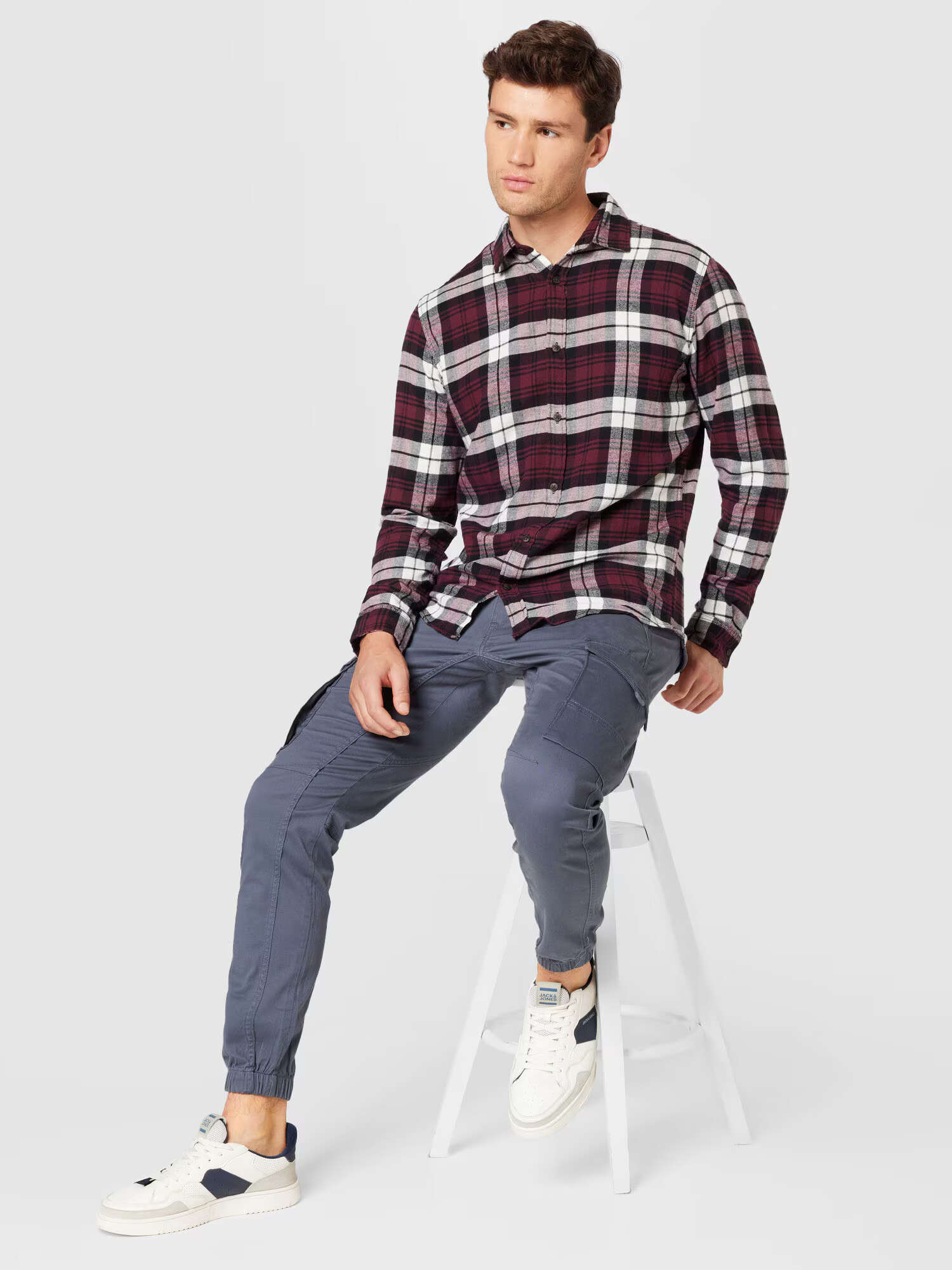 JACK & JONES Srajca vinsko rdeča / črna / bela - Pepit.si