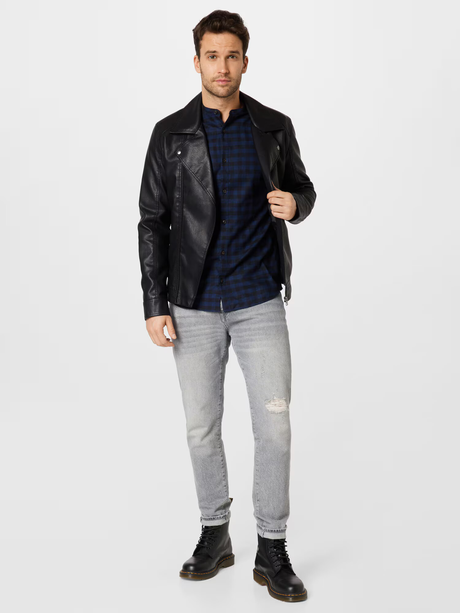 JACK & JONES Srajca 'WINTER' mornarska / črna - Pepit.si