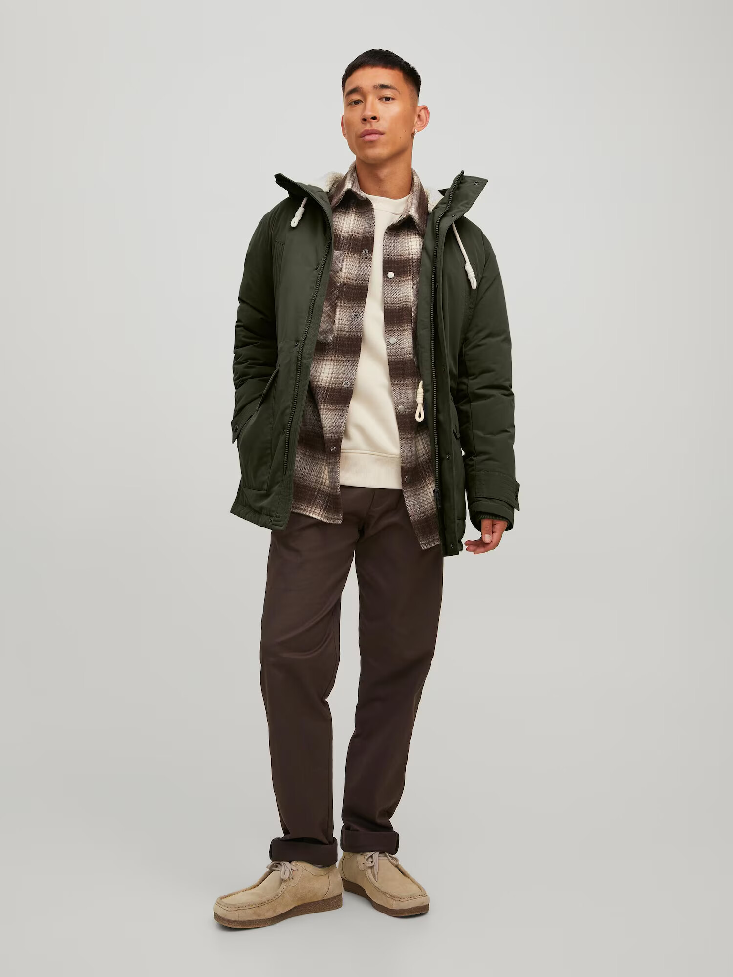 JACK & JONES Zimska jakna 'Mash' temno zelena / bela - Pepit.si