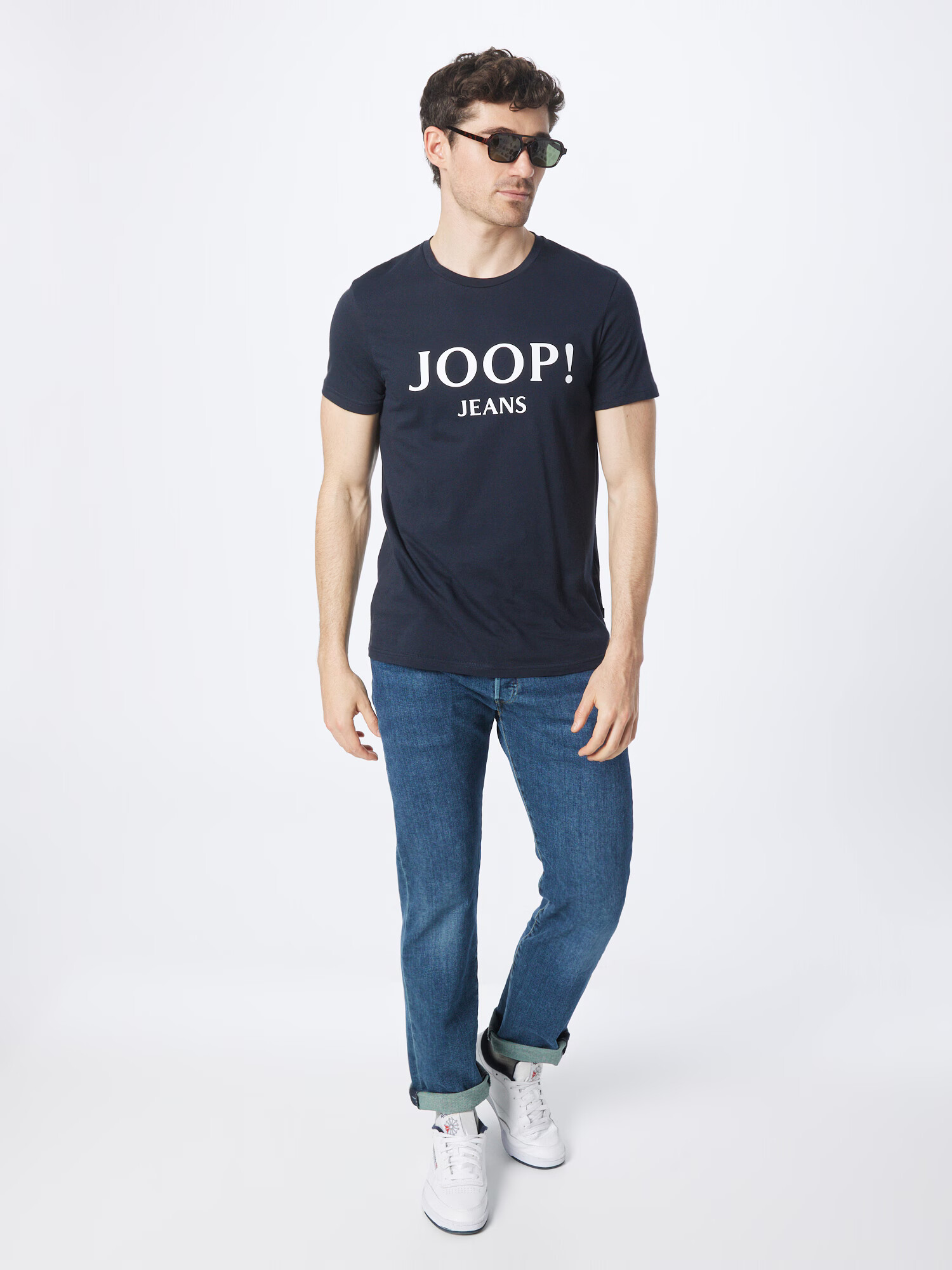 JOOP! Jeans Majica 'Alex' temno modra / bela - Pepit.si