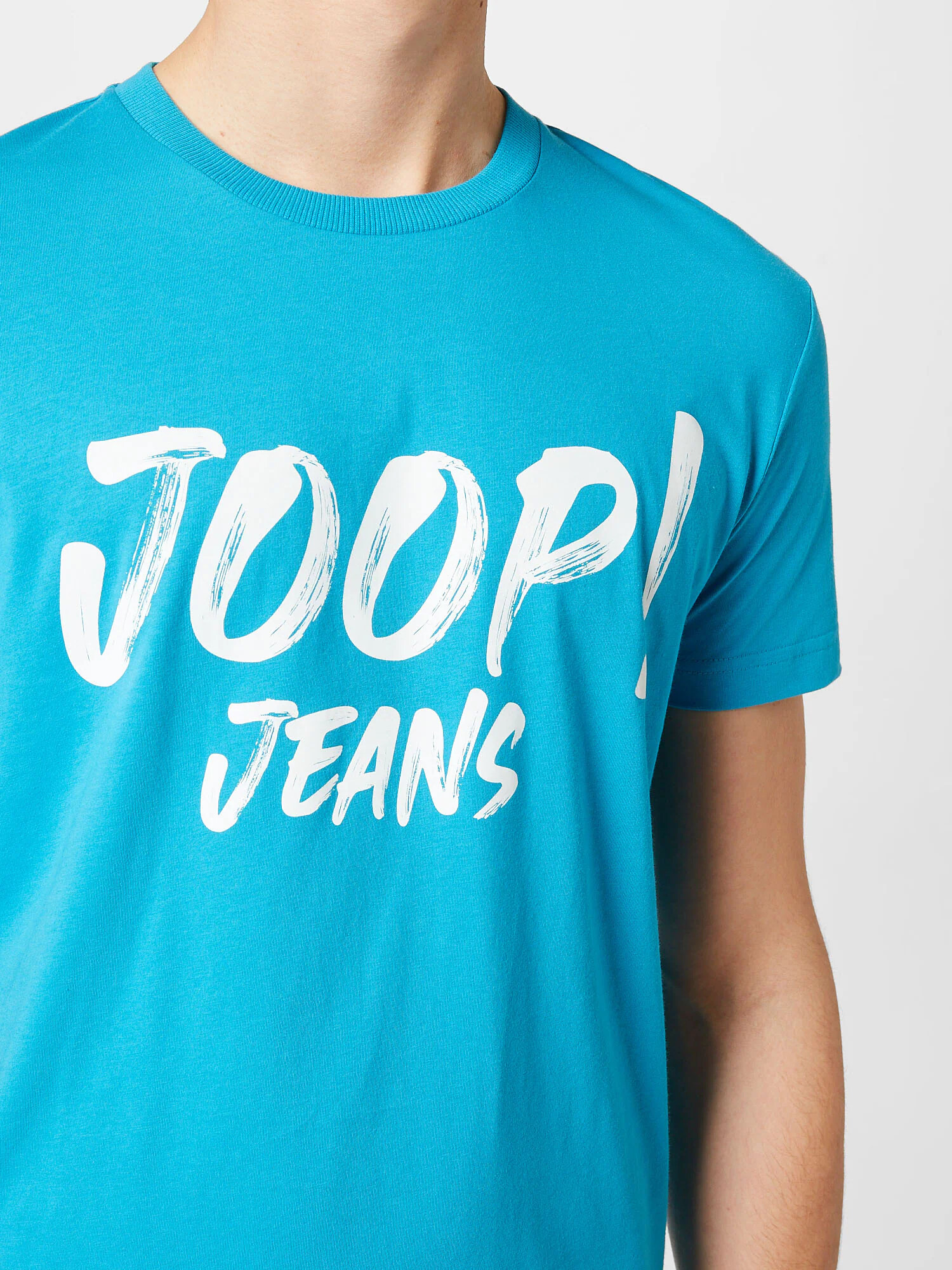 JOOP! Jeans Majica 'Alex' turkizna / bela - Pepit.si