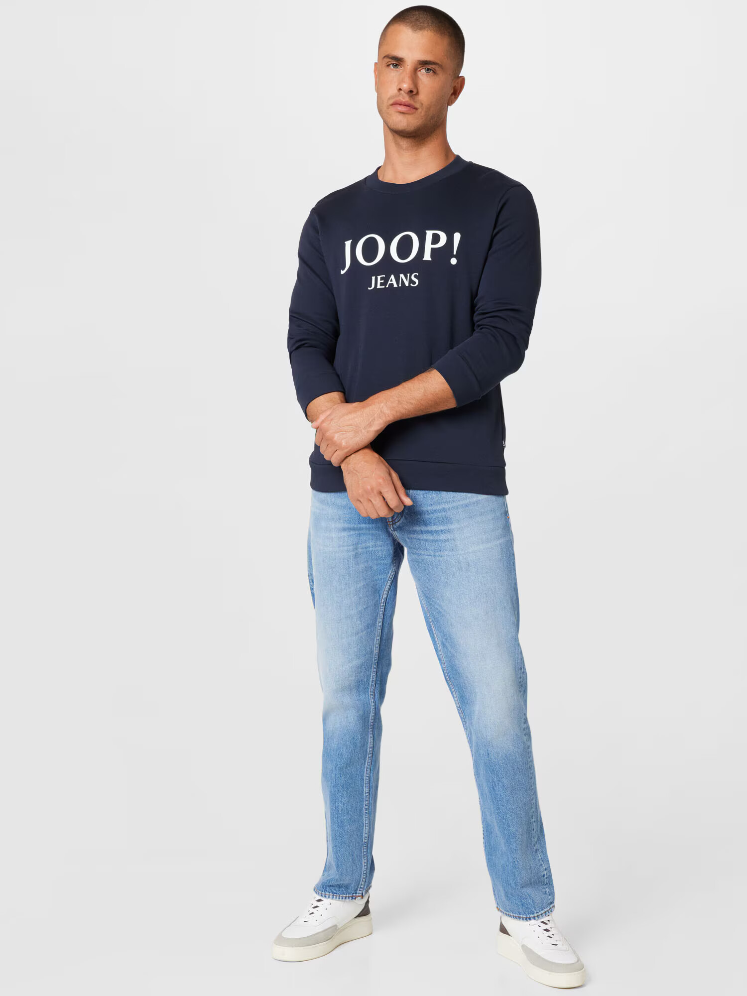 JOOP! Jeans Majica 'Alfred' temno modra / bela - Pepit.si