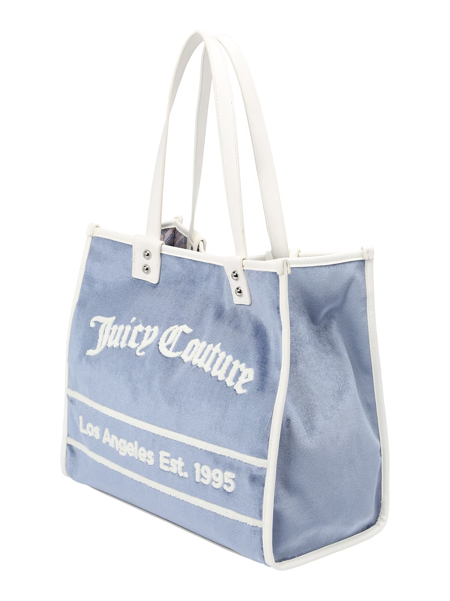 Juicy Couture Nakupovalna torba 'Rosmarie' dimno modra / srebrna / bela - Pepit.si