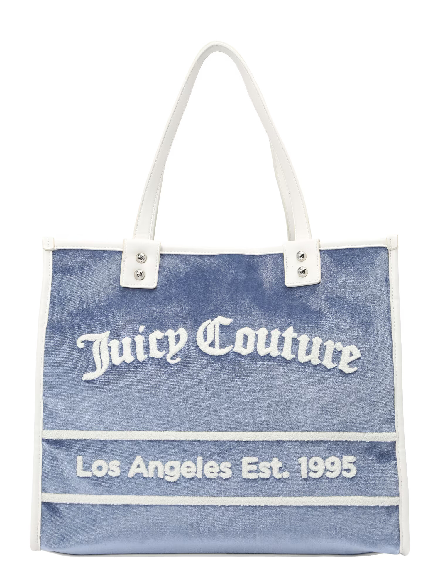 Juicy Couture Nakupovalna torba 'Rosmarie' dimno modra / srebrna / bela - Pepit.si