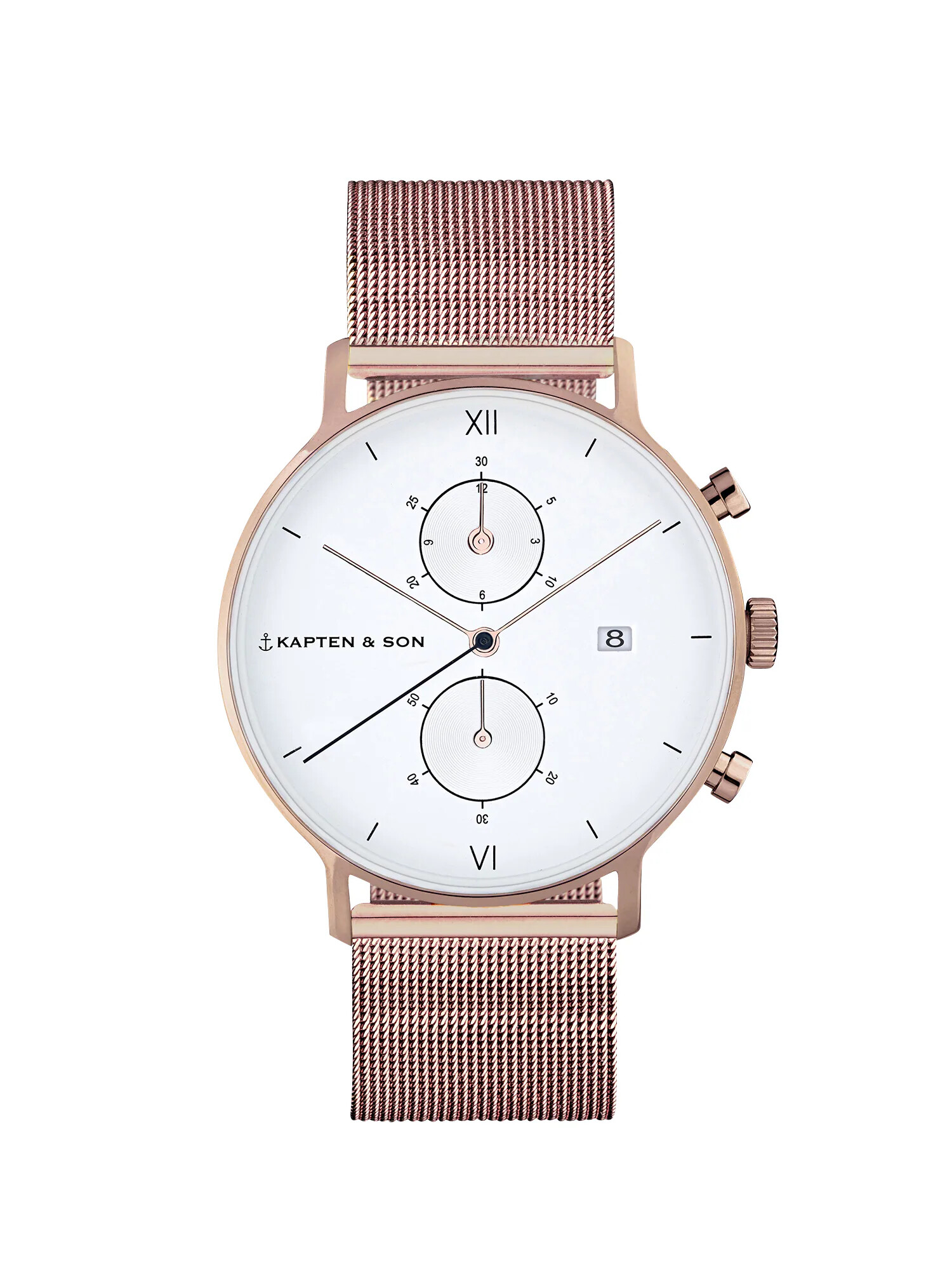 Kapten & Son Analogna ura 'Small Chrono Mesh' bronasta / bela - Pepit.si