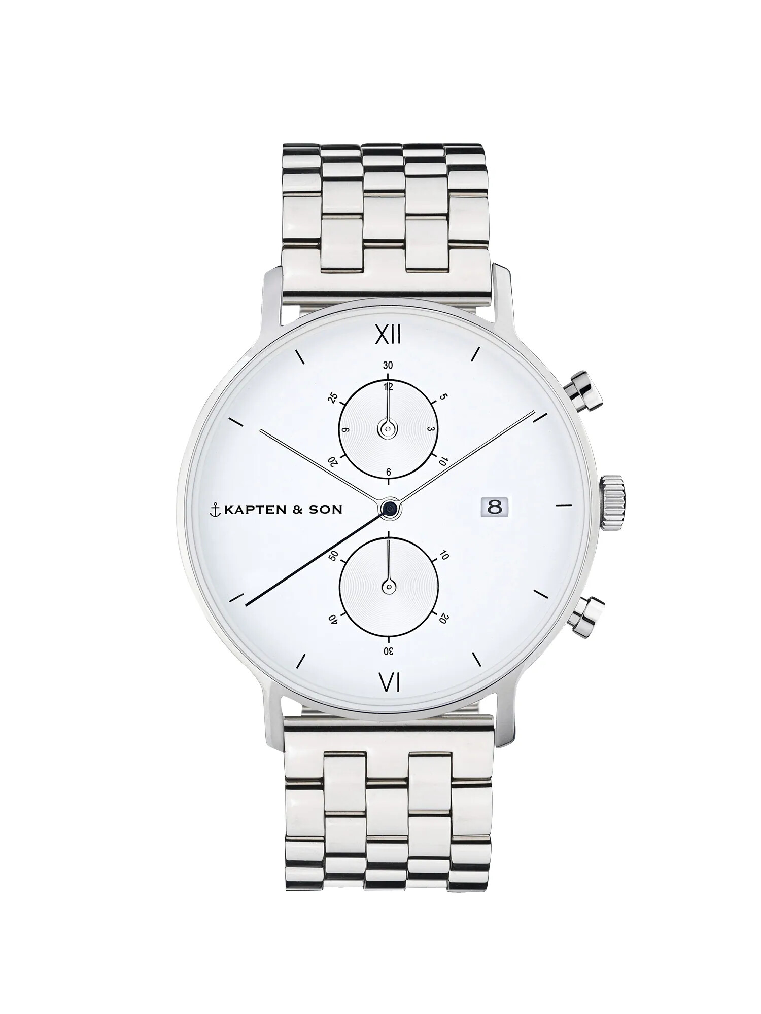 Kapten & Son Analogna ura 'Chrono Small Silver Steel' srebrna - Pepit.si