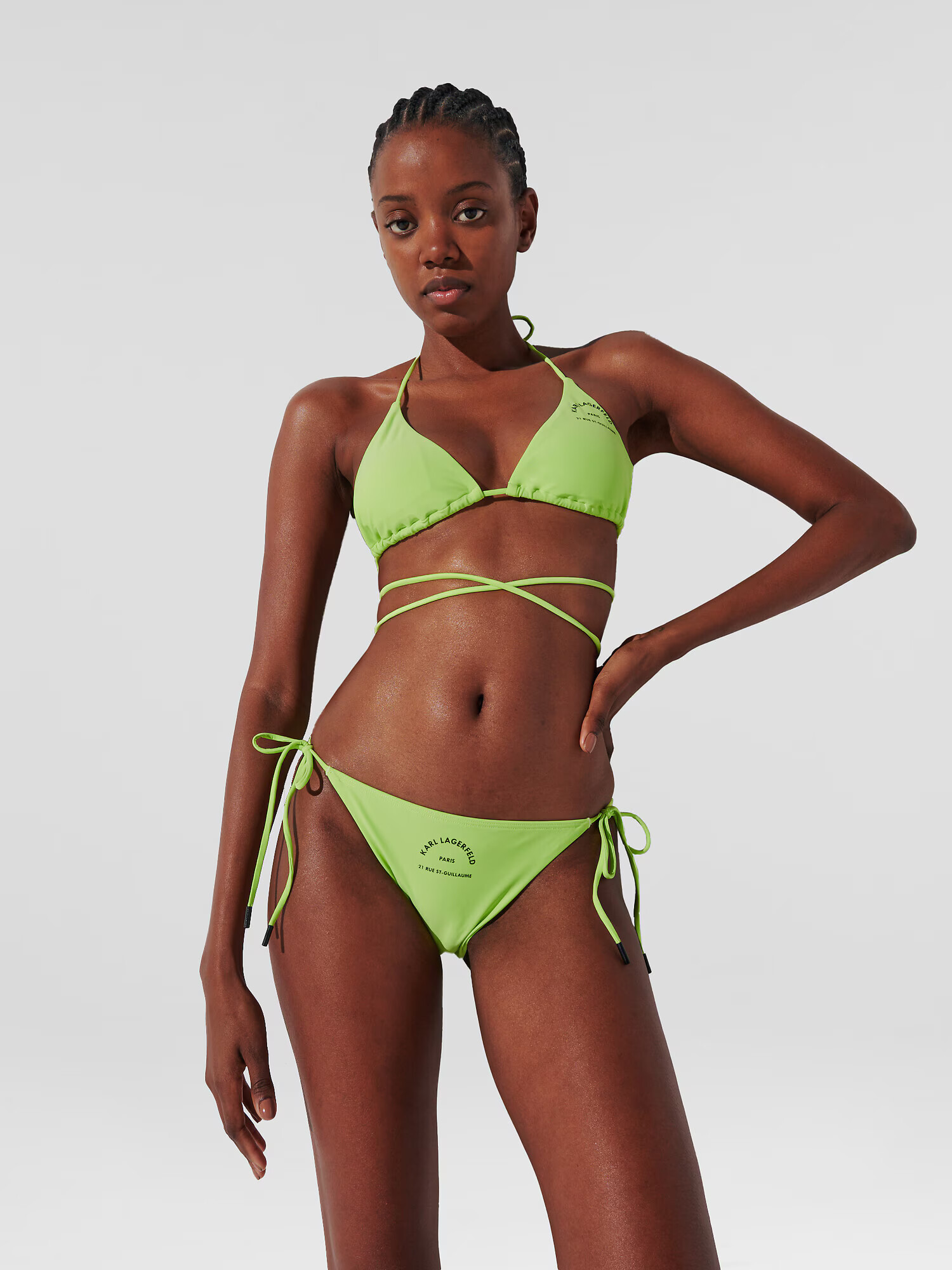 Karl Lagerfeld Bikini hlačke limeta / črna - Pepit.si