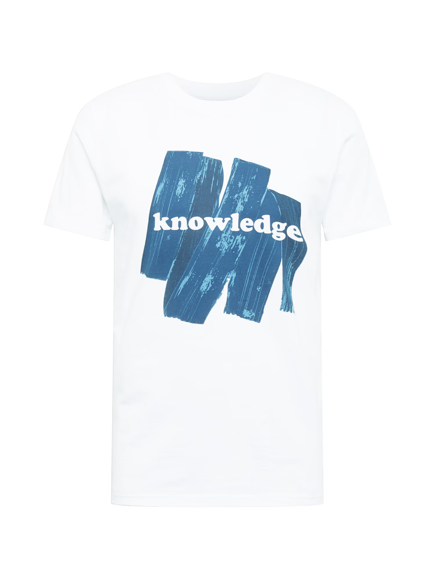 KnowledgeCotton Apparel Majica 'Alder' off-bela / nebeško modra - Pepit.si