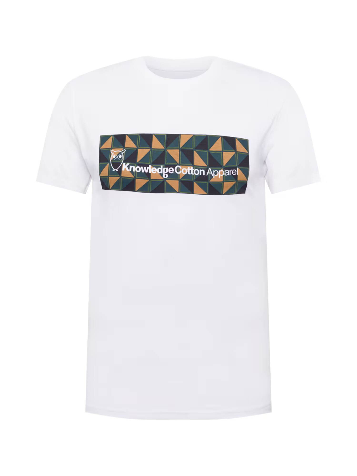 KnowledgeCotton Apparel Majica 'ALDER' off-bela / svetlo bež / črna / zelena - Pepit.si