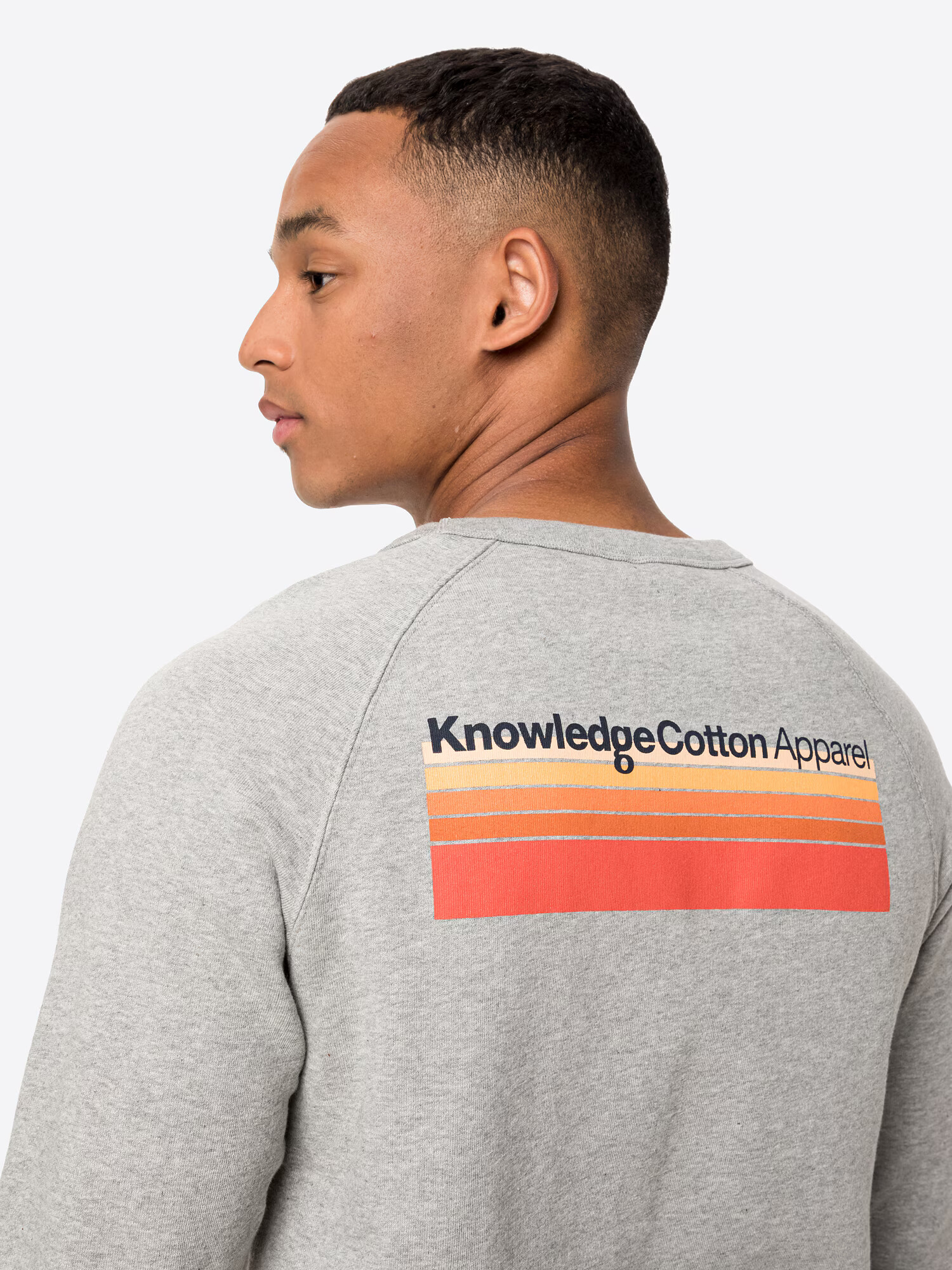 KnowledgeCotton Apparel Majica 'ELM' svetlo siva / breskev / losos / črna - Pepit.si