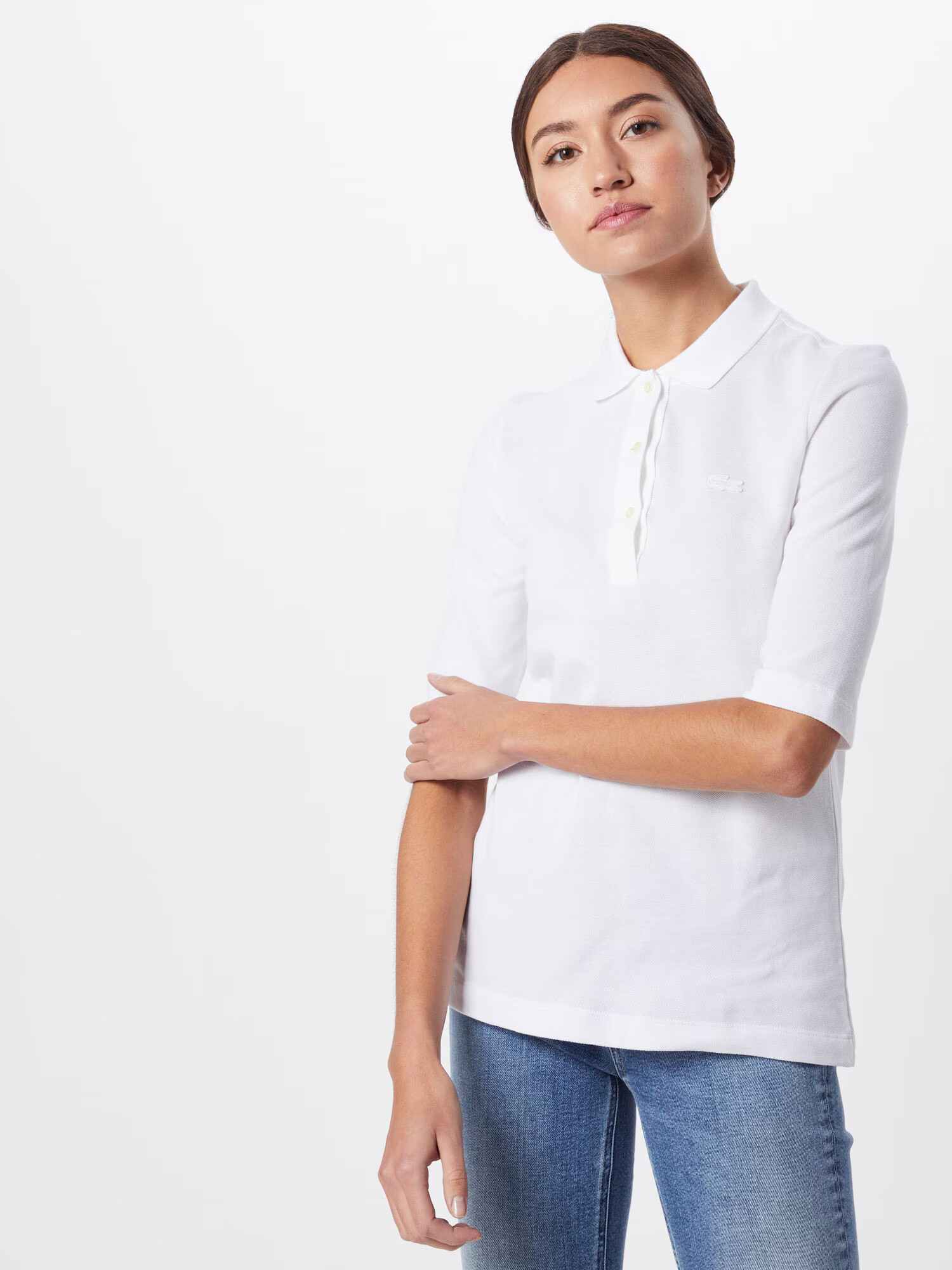 LACOSTE Majica 'CHEMISE COL BORD-COTES MA' bela - Pepit.si