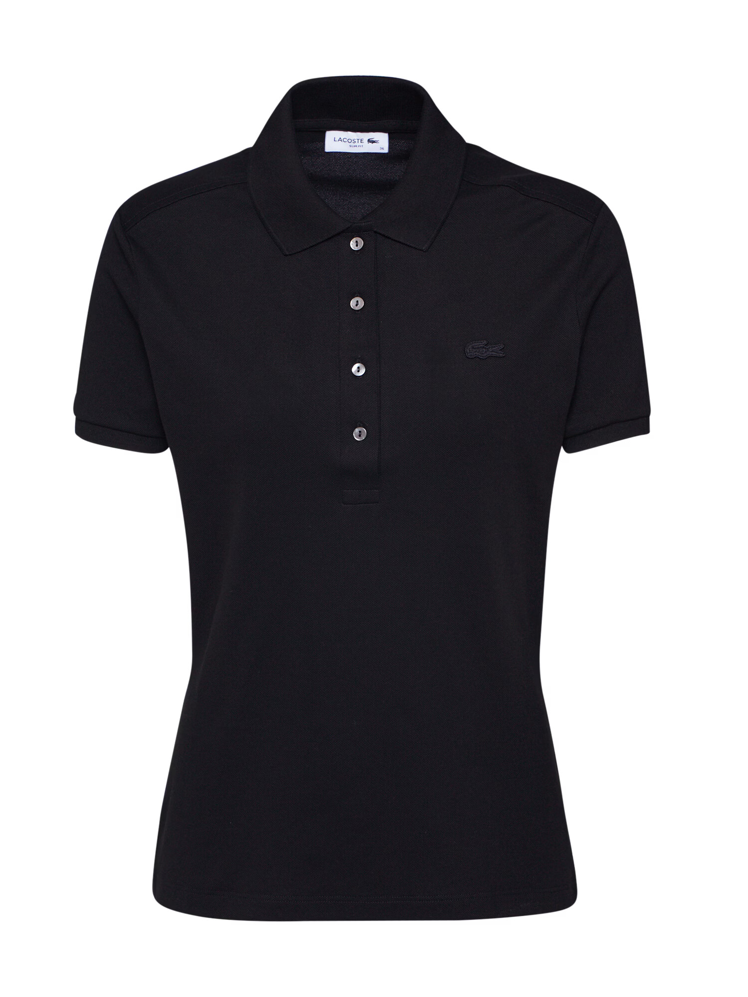 LACOSTE Majica 'CHEMISE COL BORD-COTES MA' črna - Pepit.si