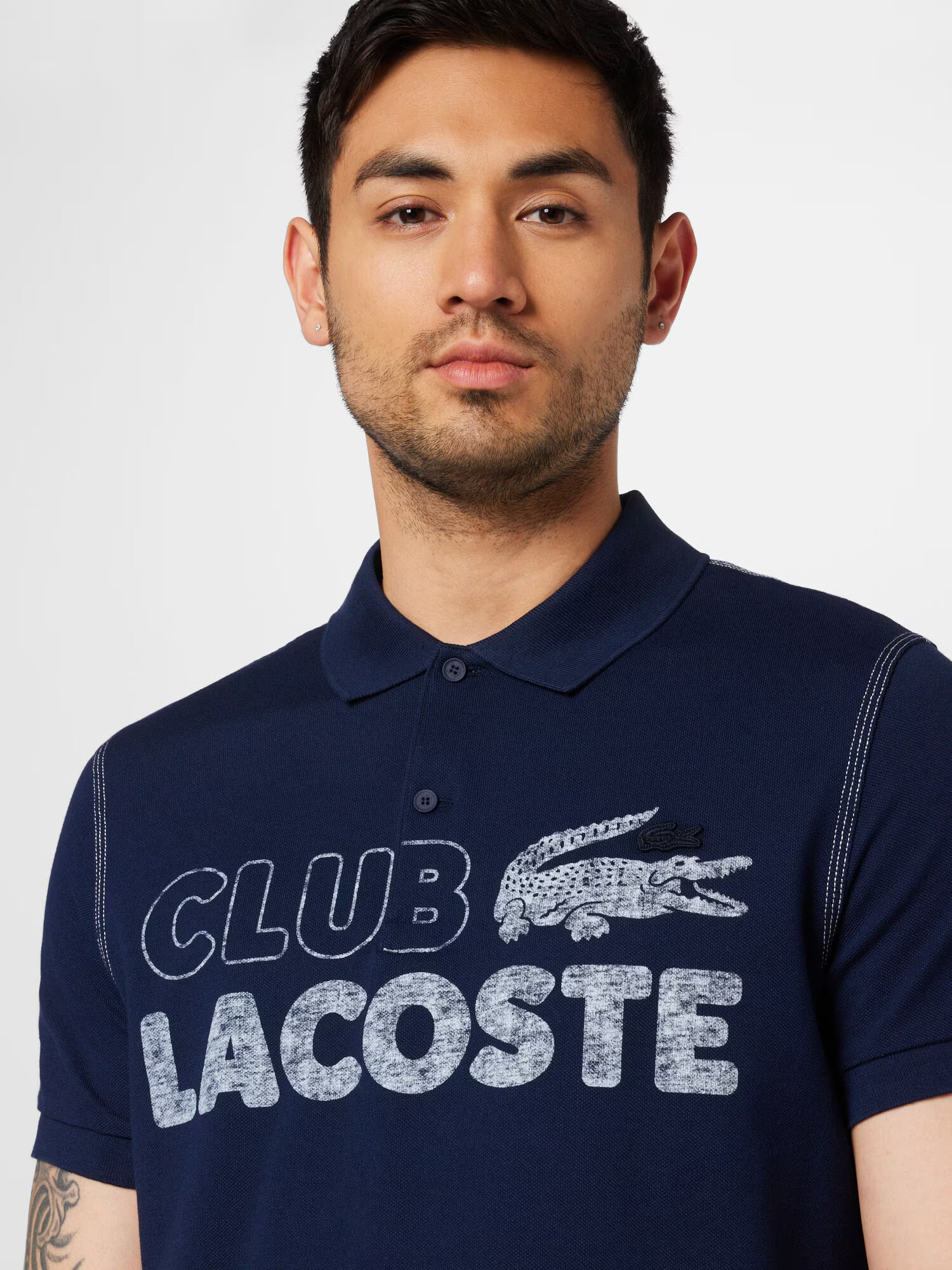 LACOSTE Majica mornarska / bela - Pepit.si