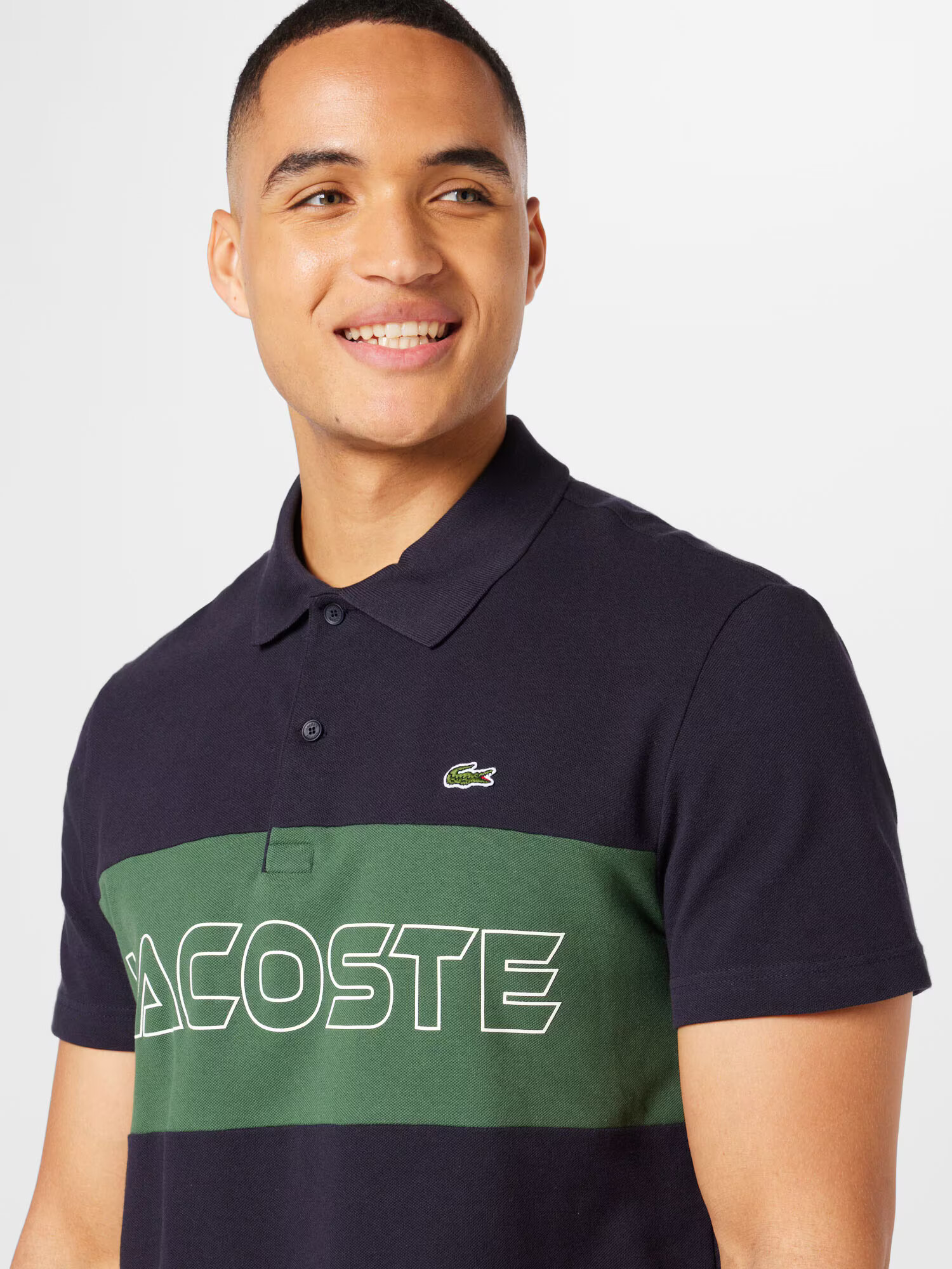 LACOSTE Majica mornarska / zelena / bela - Pepit.si