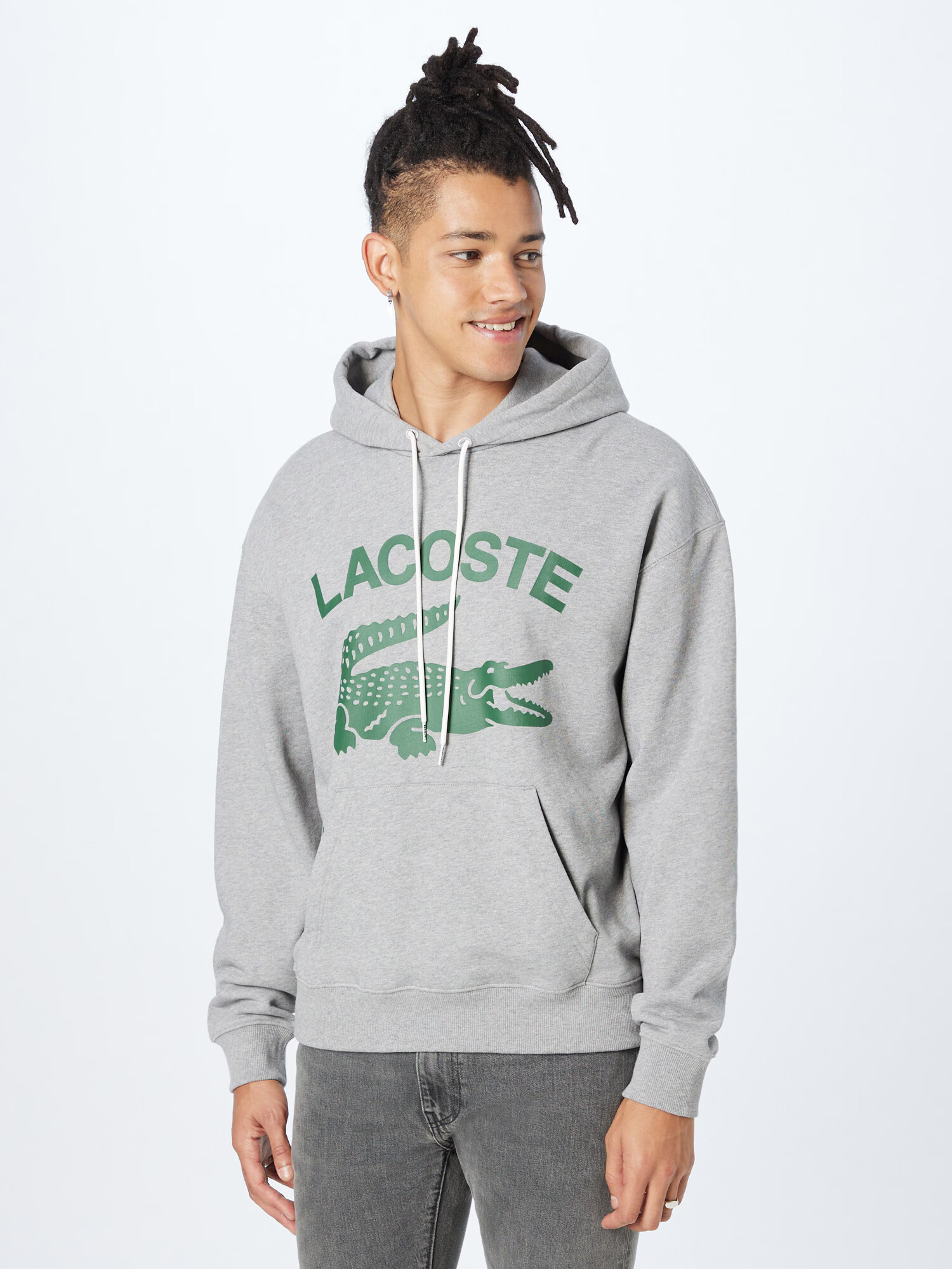 LACOSTE Majica pegasto siva / temno zelena - Pepit.si