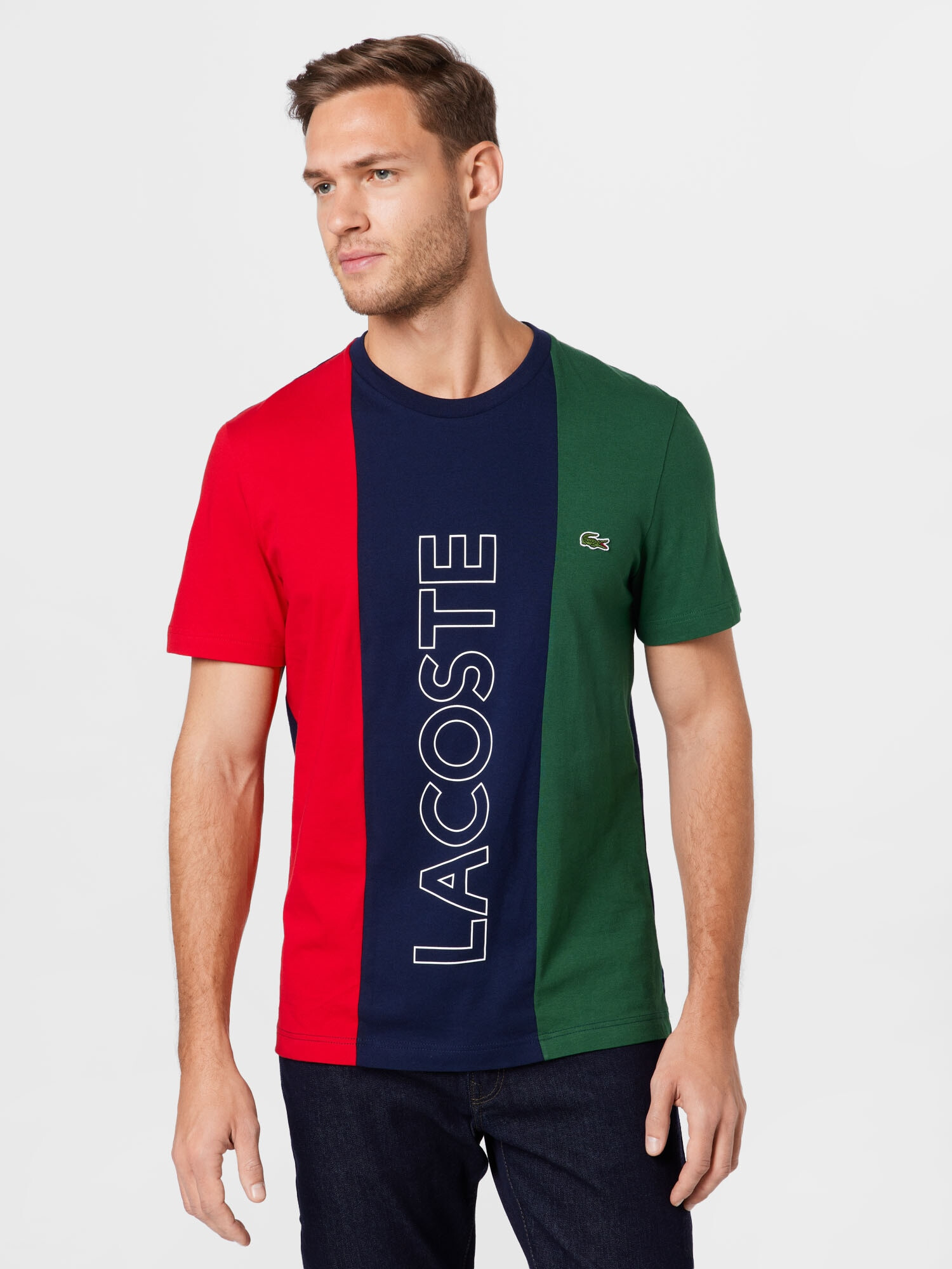 LACOSTE Majica temno modra / temno zelena / rdeča / bela - Pepit.si