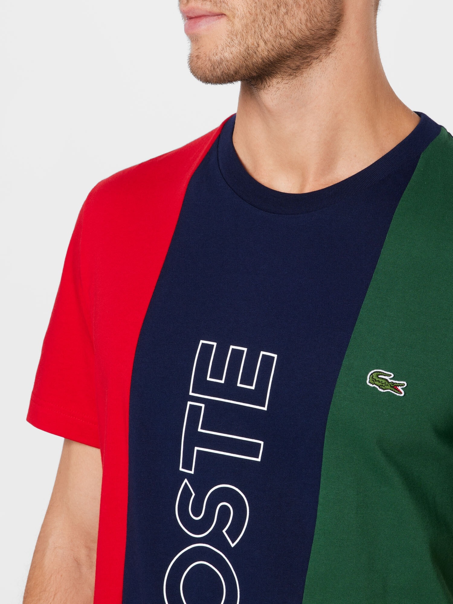 LACOSTE Majica temno modra / temno zelena / rdeča / bela - Pepit.si