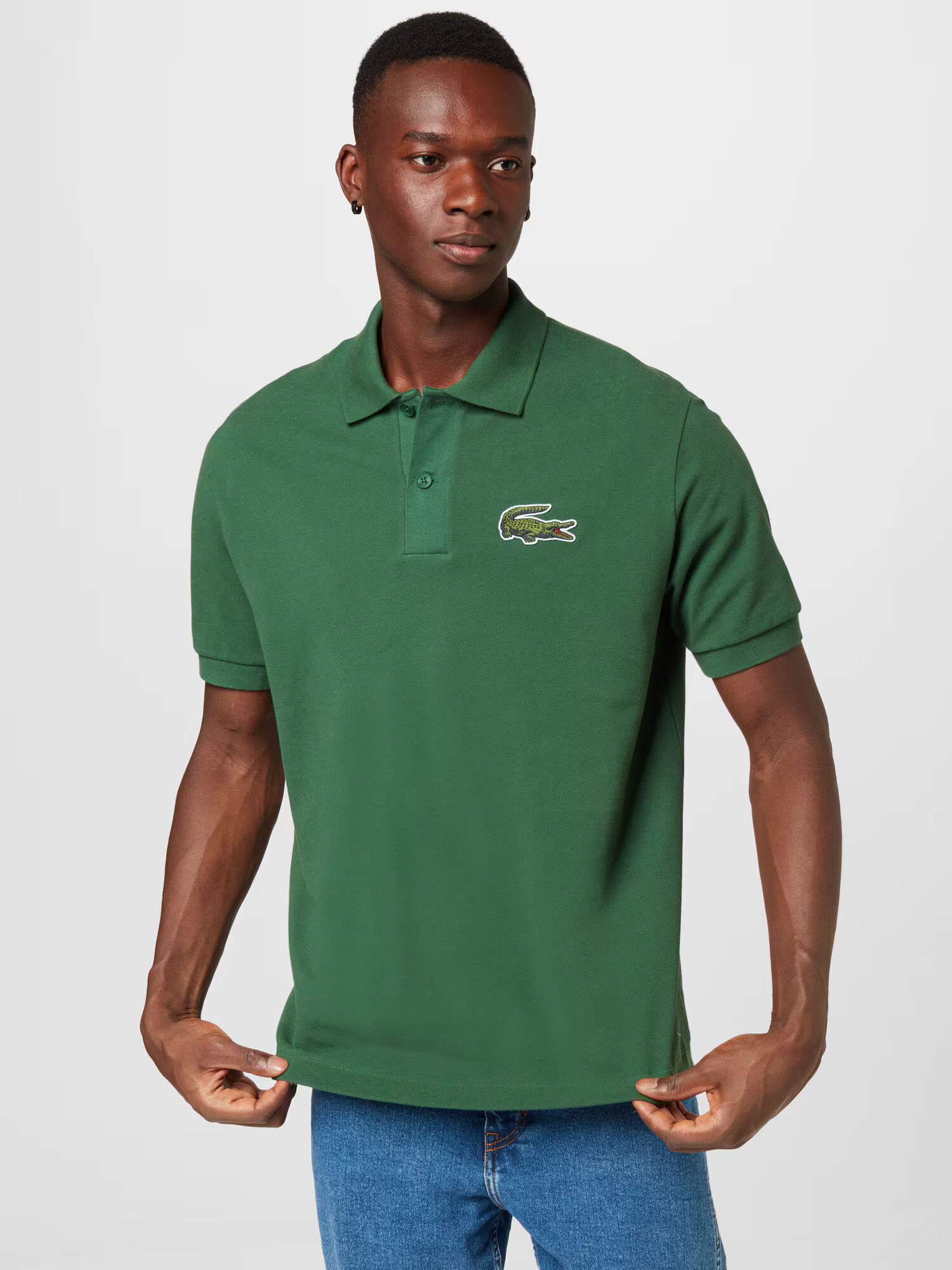 LACOSTE Majica temno zelena / bela - Pepit.si