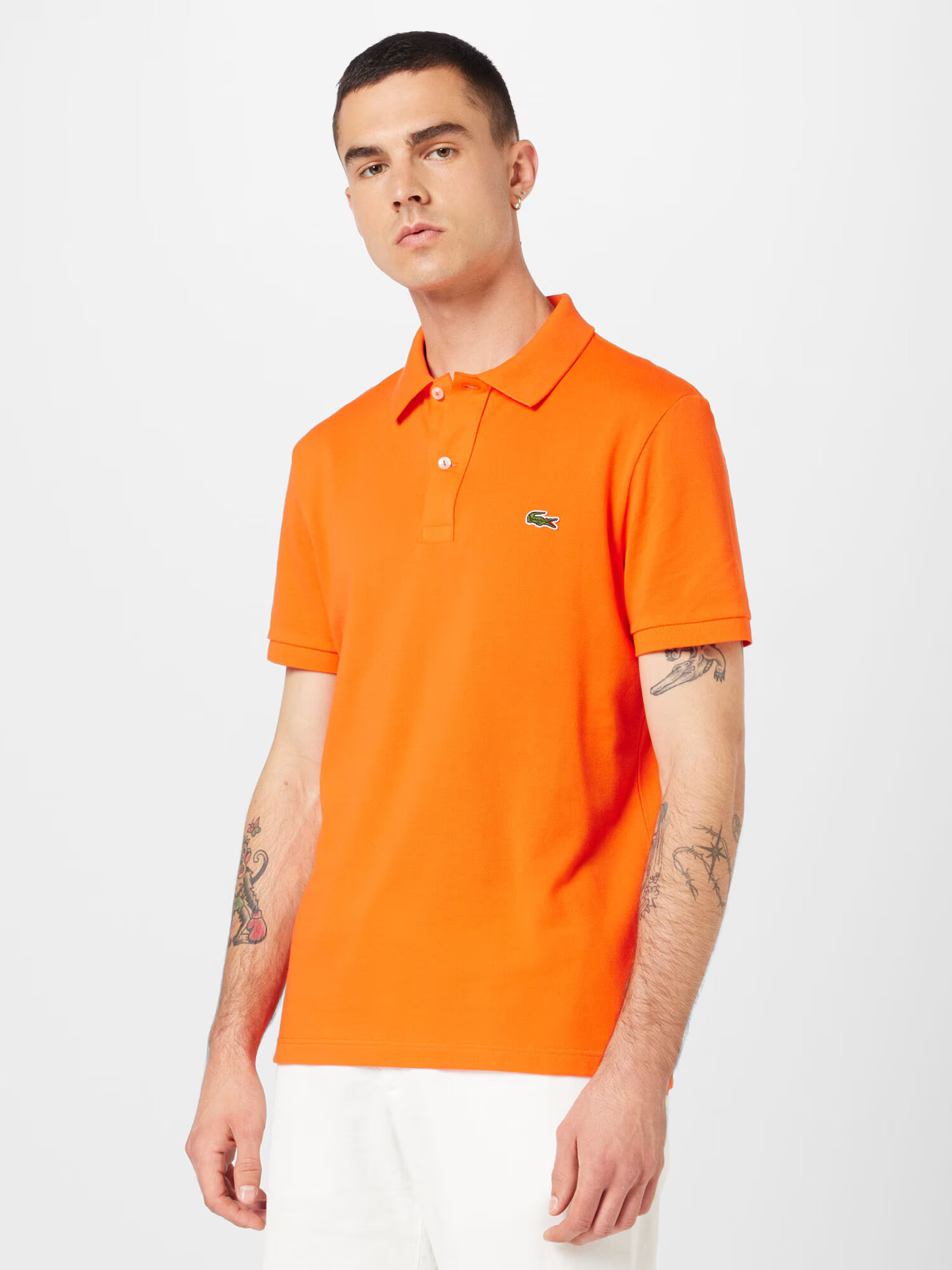 LACOSTE Majica temno zelena / neonsko oranžna / bela - Pepit.si