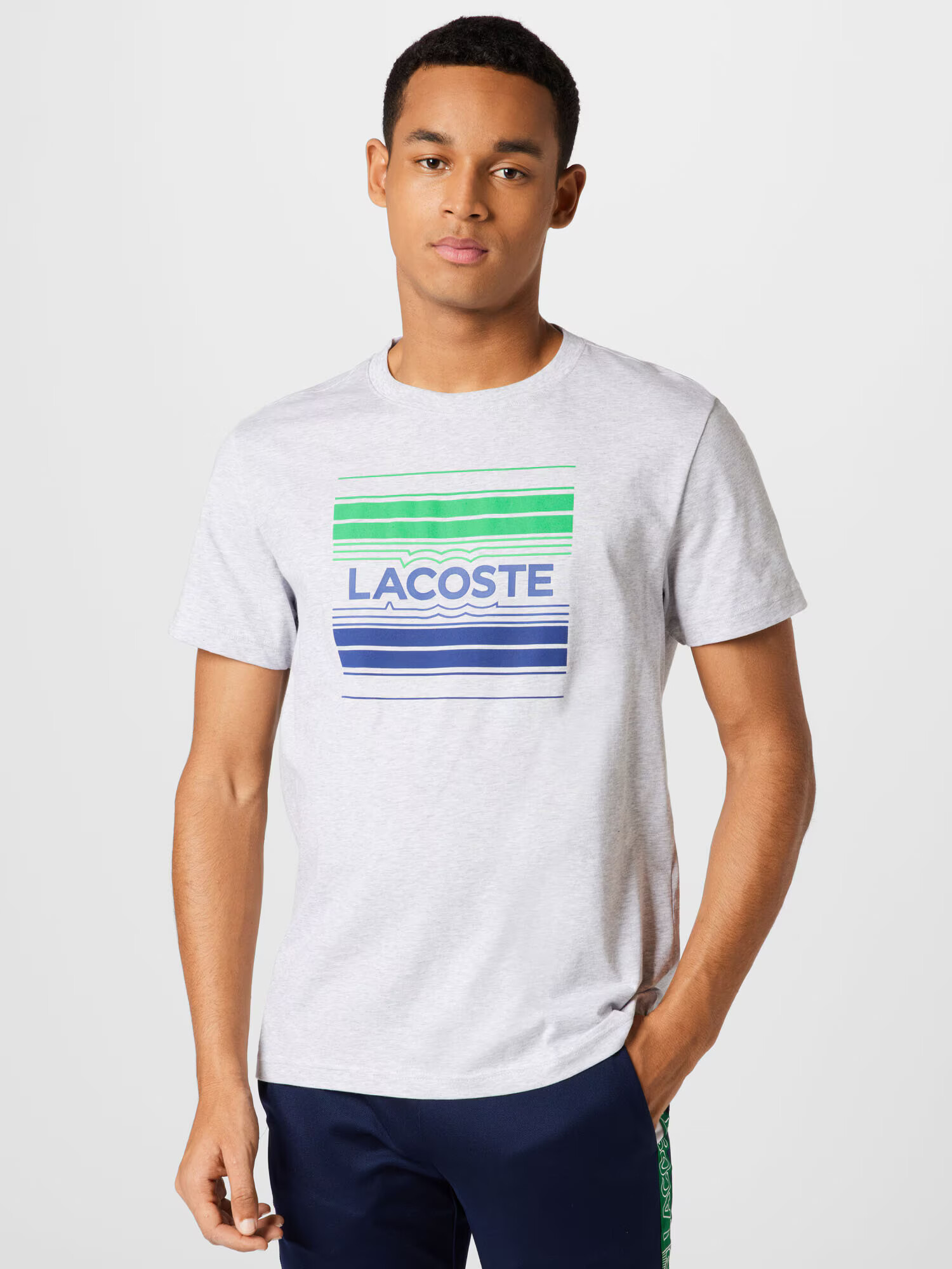 Lacoste Sport Funkcionalna majica pegasto siva / zelena / modra - Pepit.si