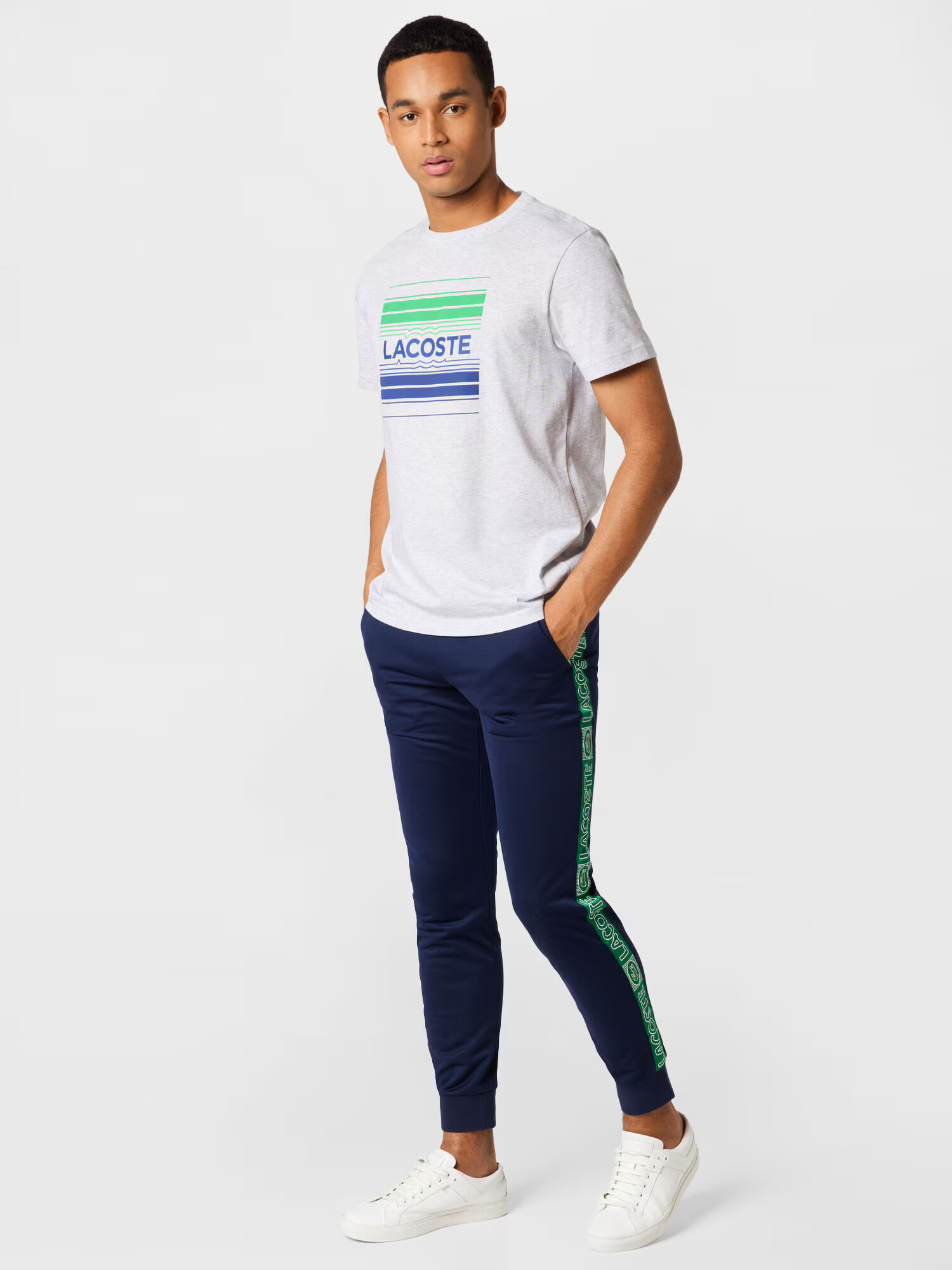 Lacoste Sport Funkcionalna majica pegasto siva / zelena / modra - Pepit.si