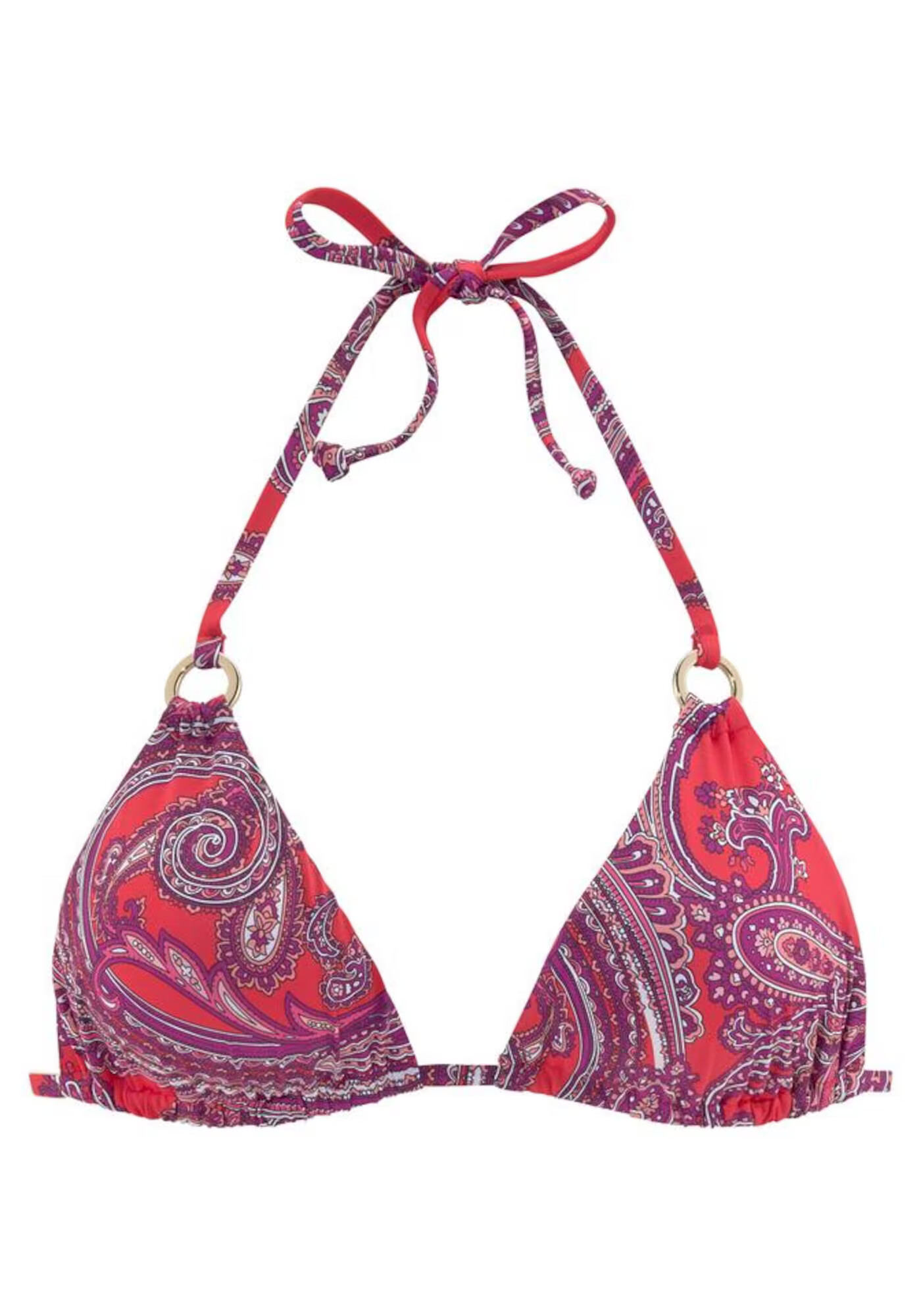 LASCANA Bikini zgornji del 'Boho' rdeča / jagoda / bež / bela - Pepit.si