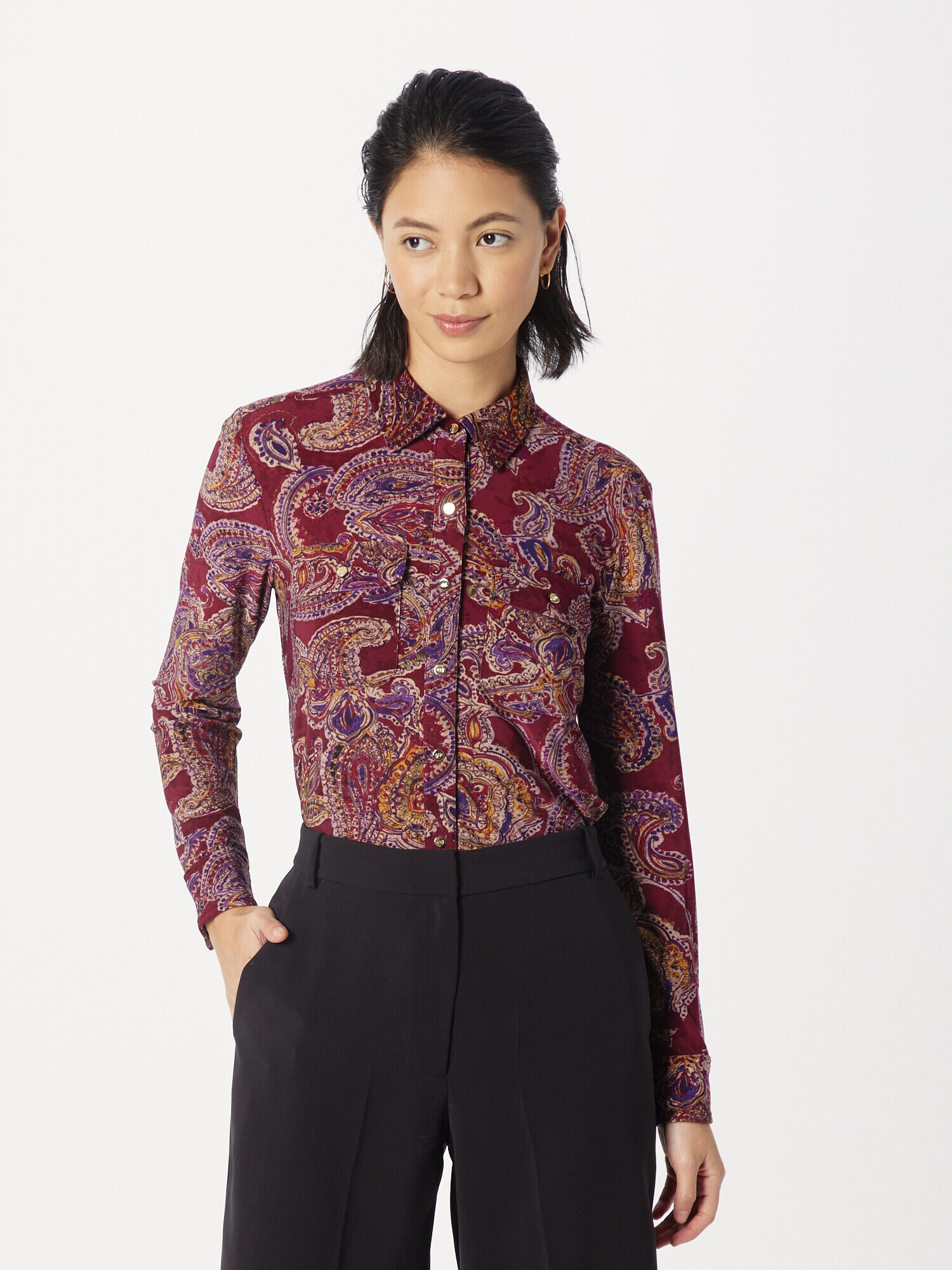 Lauren Ralph Lauren Bluza 'CORWIN' ecru / kari / temno liila / burgund - Pepit.si