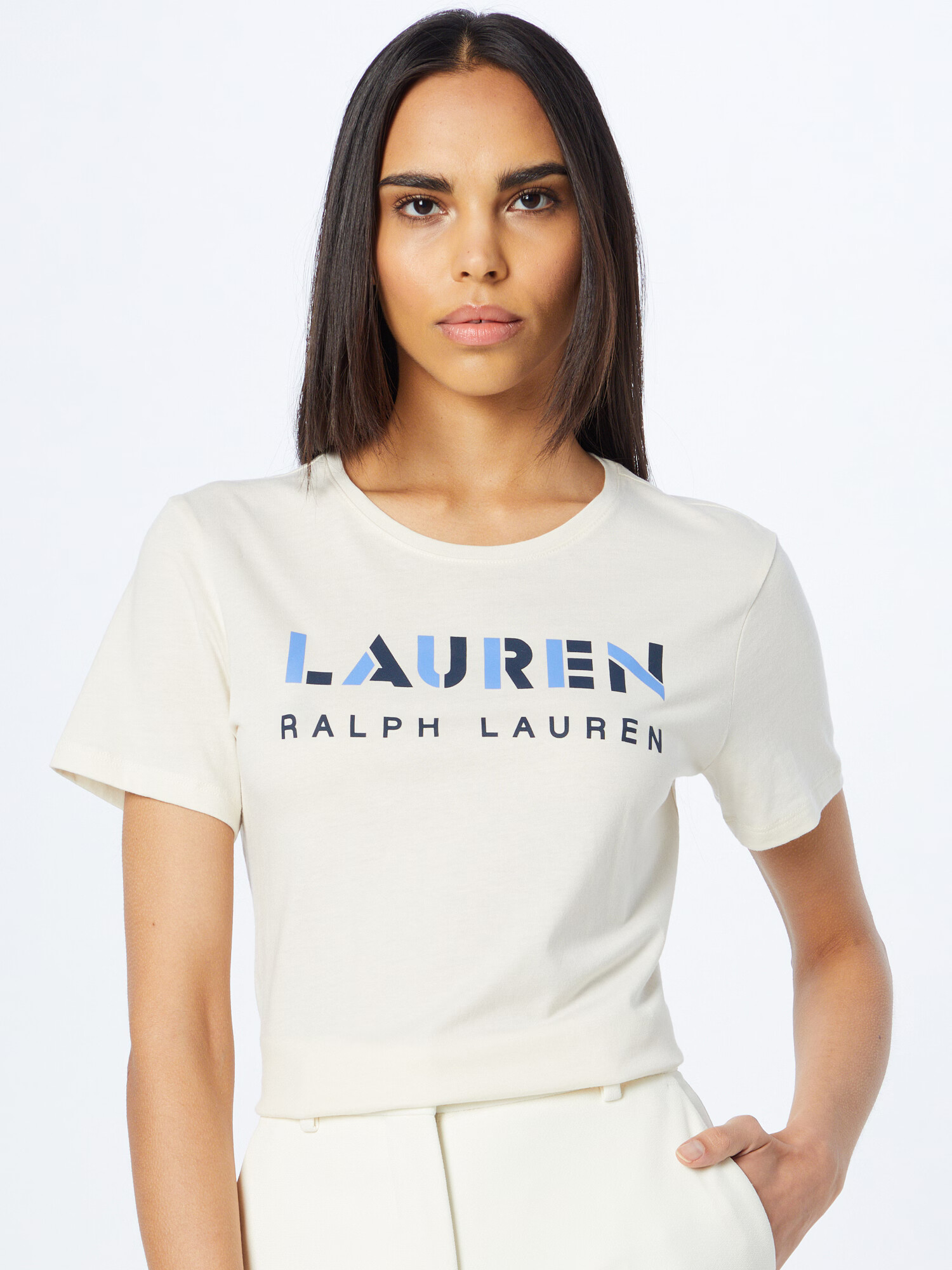 Lauren Ralph Lauren Majica 'KATLIN' kremna / mornarska / svetlo modra - Pepit.si