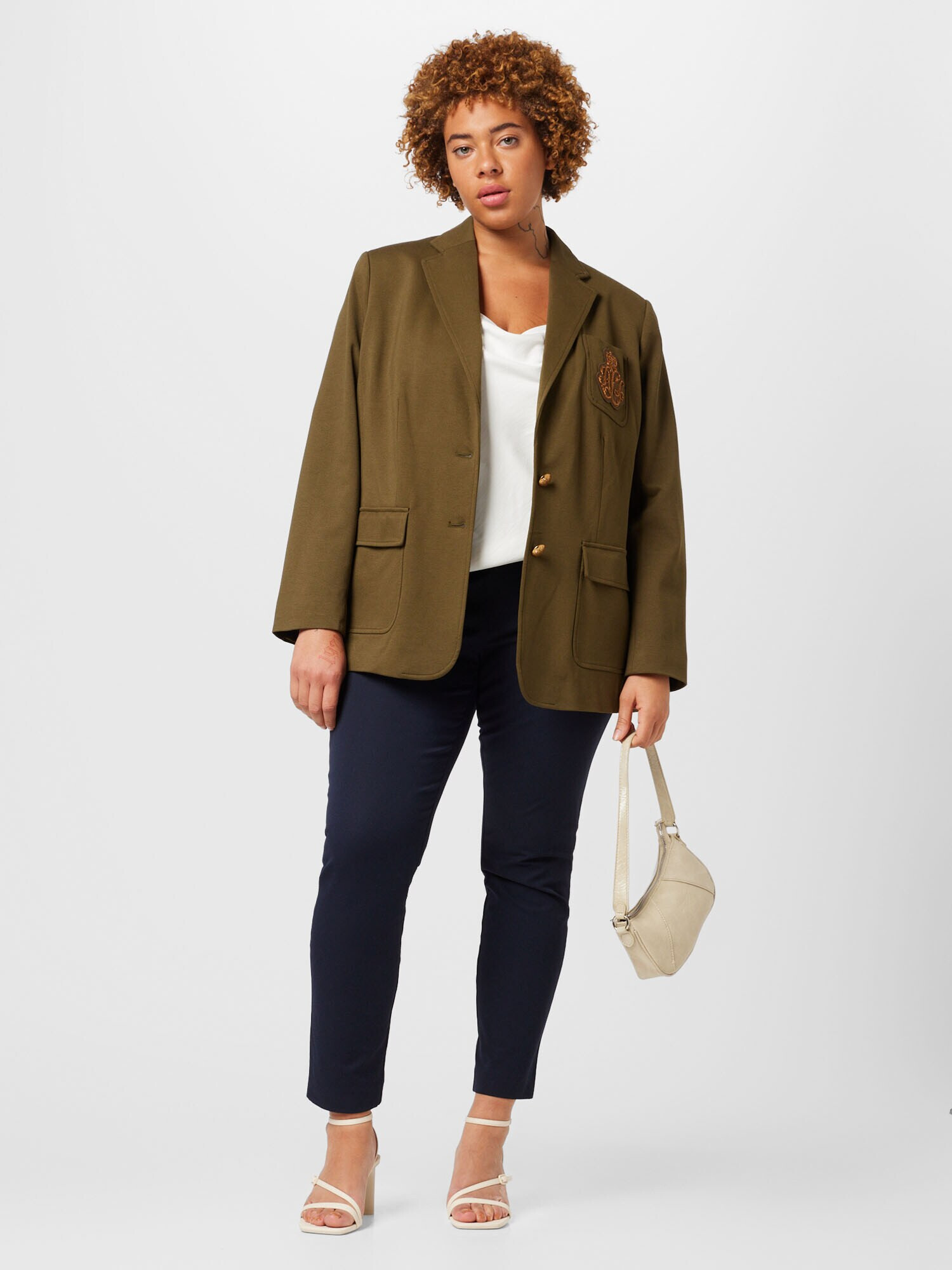 Lauren Ralph Lauren Plus Blazer 'VEERATTA' kaki - Pepit.si