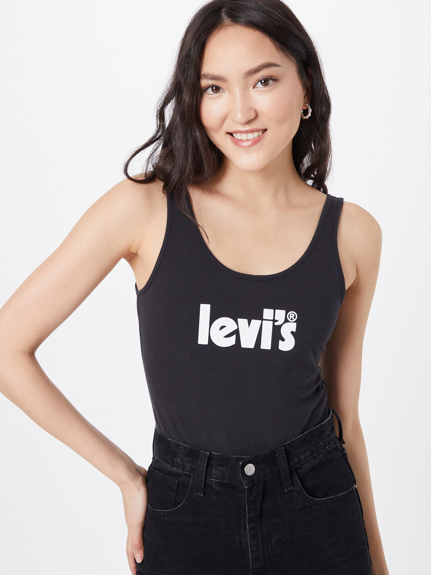 LEVI'S Bodi majica črna / bela - Pepit.si