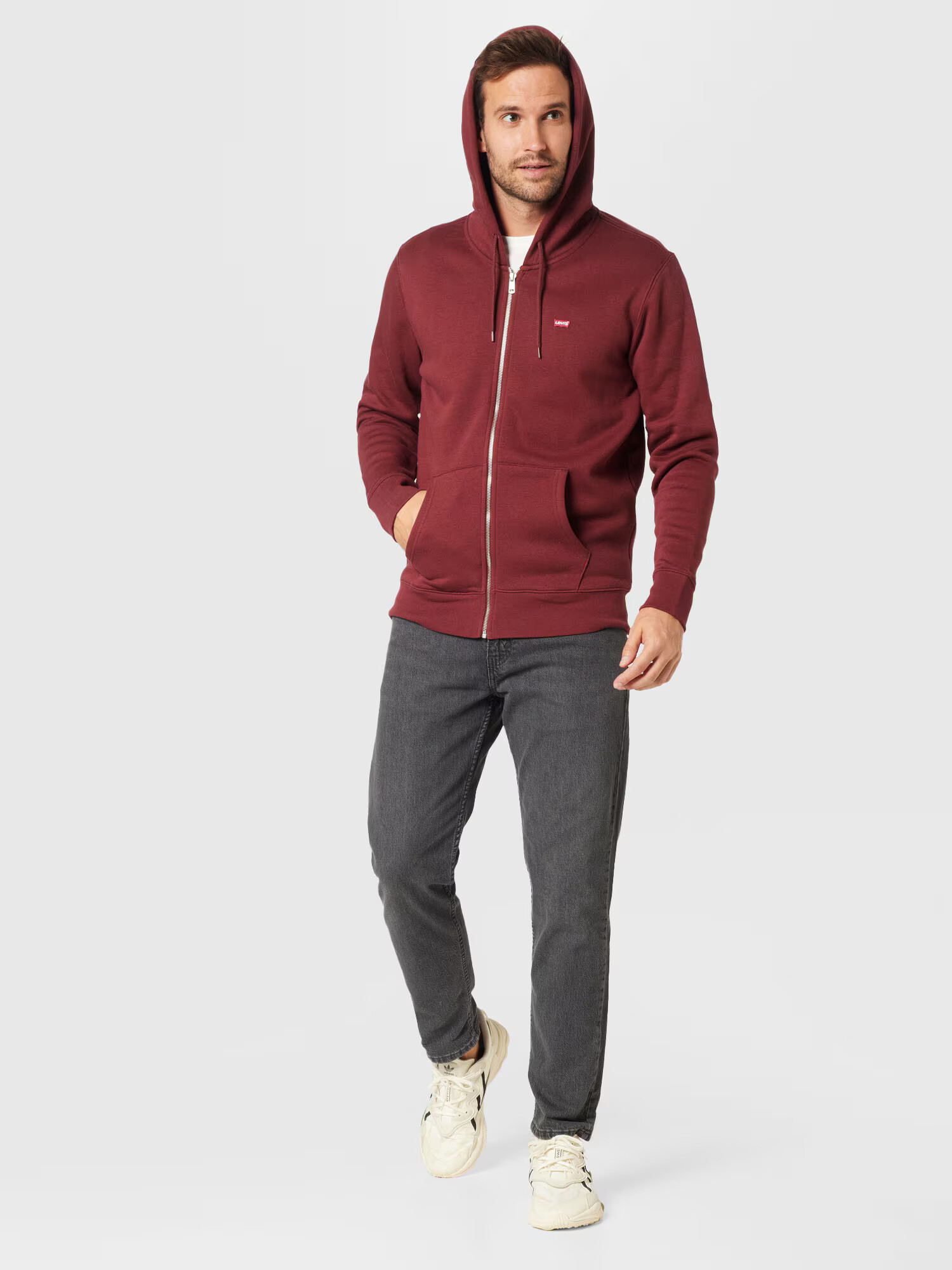 LEVI'S Jopa na zadrgo 'CORE NG ZIP UP REDS' rdeča / bordo / bela - Pepit.si