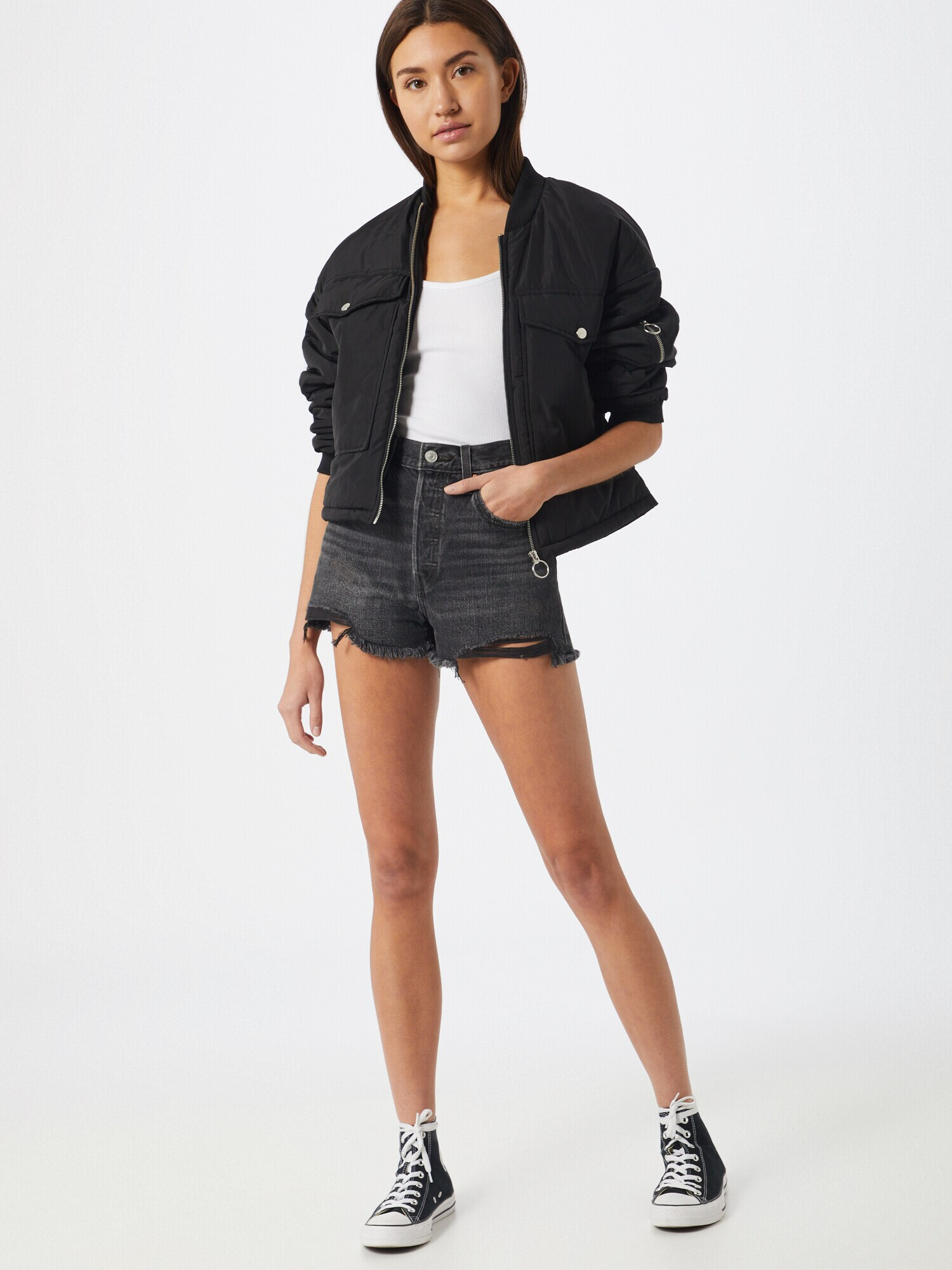 LEVI'S Kavbojke '501® HIGH RISE SHORT' siv denim - Pepit.si