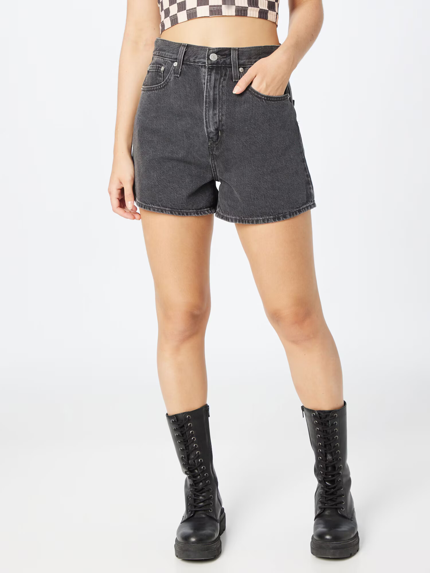 LEVI'S Kavbojke 'HIGH LOOSE SHORT BLACKS' črn denim - Pepit.si