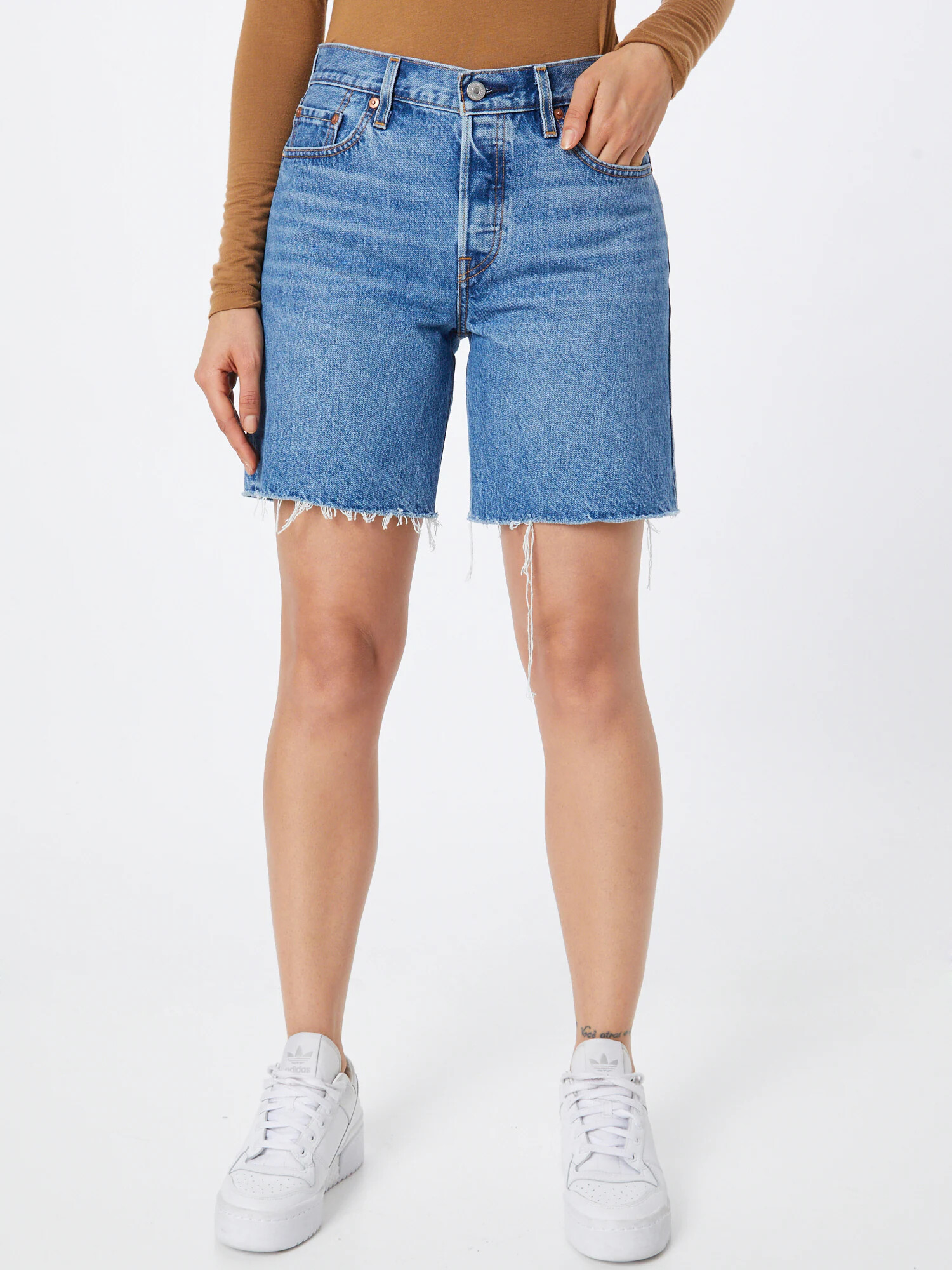 LEVI'S Kavbojke '501®90S SHORT LIGHT INDIGO - WORN IN' moder denim - Pepit.si