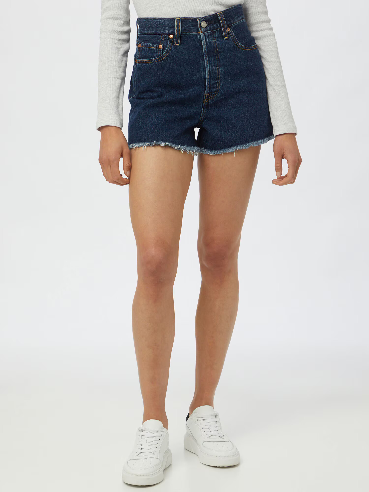 LEVI'S Kavbojke 'RIBCAGE SHORT' moder denim - Pepit.si