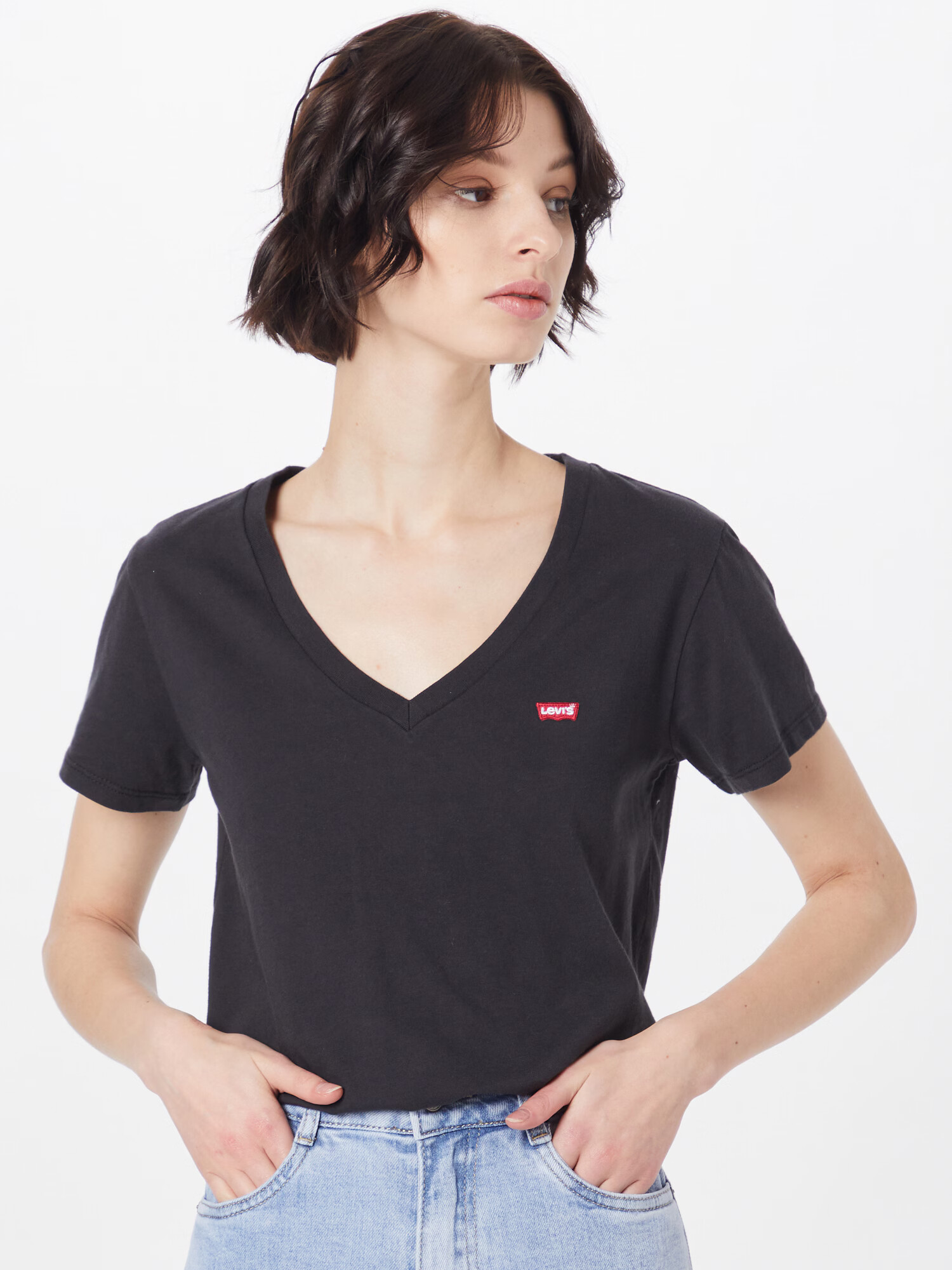 LEVI'S Majica '2PACK VNECK TEE MULTI-COLOR' črna / bela - Pepit.si