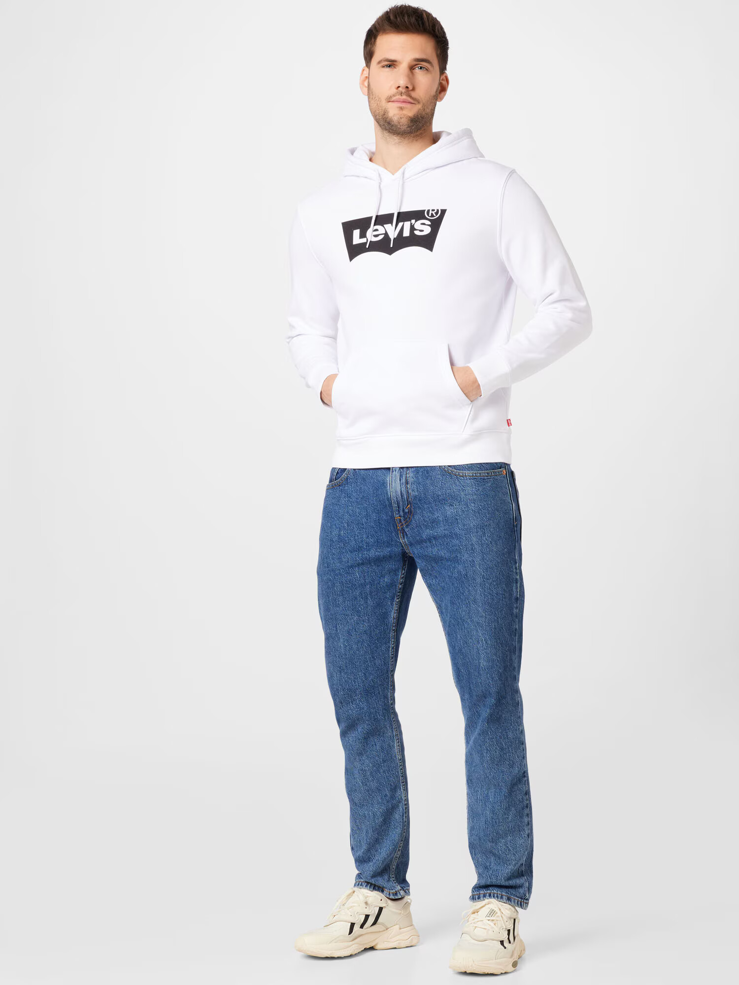 LEVI'S Majica 'LSE_T3 GRAPHIC HOODIE NEUTRALS' črna / bela - Pepit.si