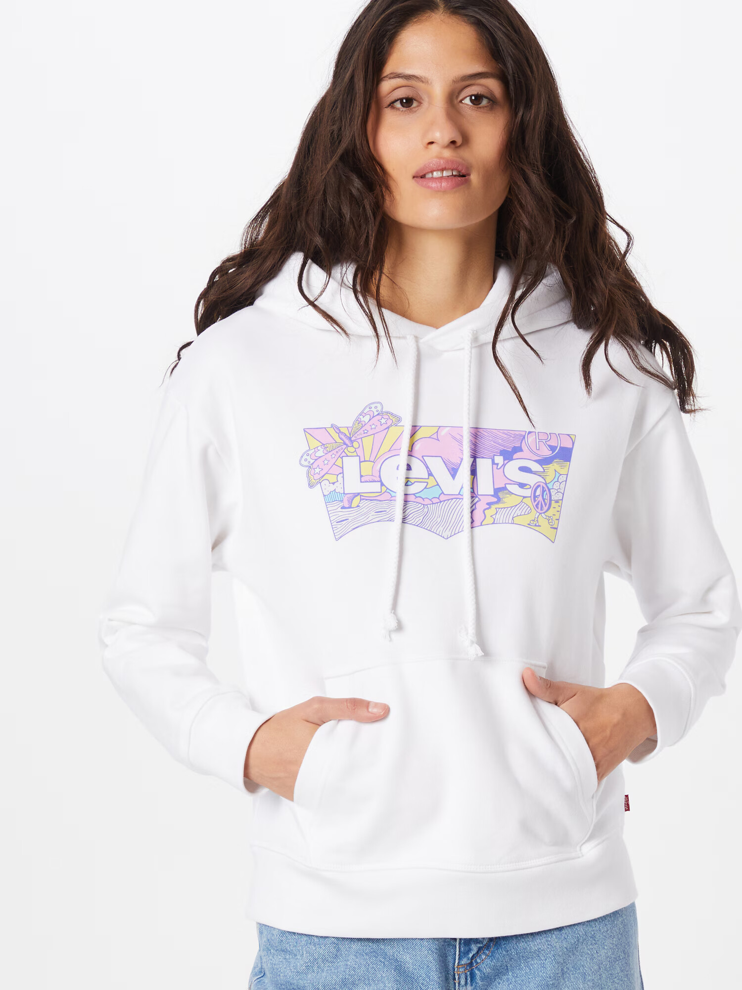 LEVI'S Majica 'GRAPHIC STANDARD HOODIE NEUTRALS' rumena / lila / mauve / bela - Pepit.si