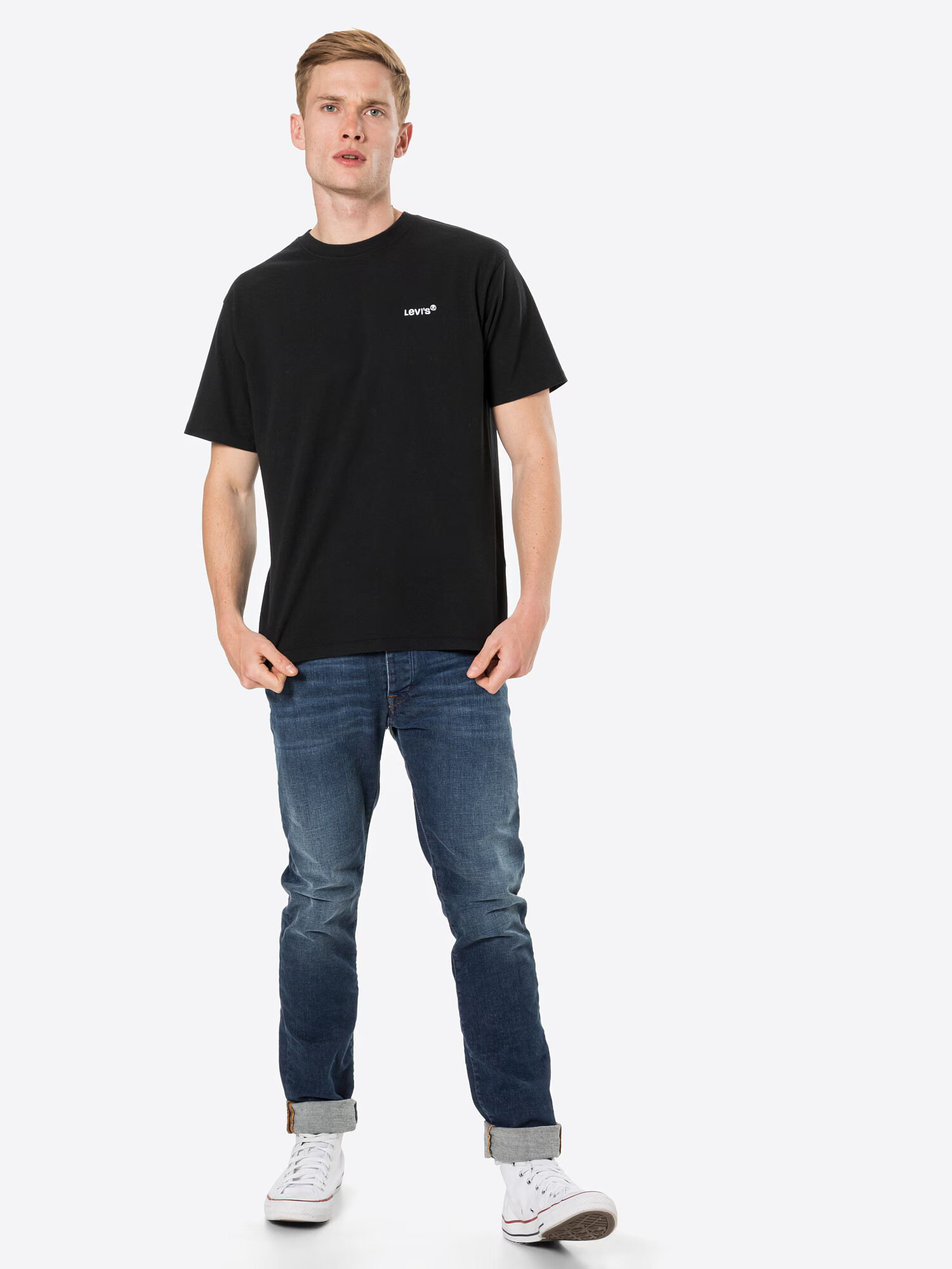 LEVI'S Majica 'RED TAB VINTAGE TEE BLACKS' črna / bela - Pepit.si