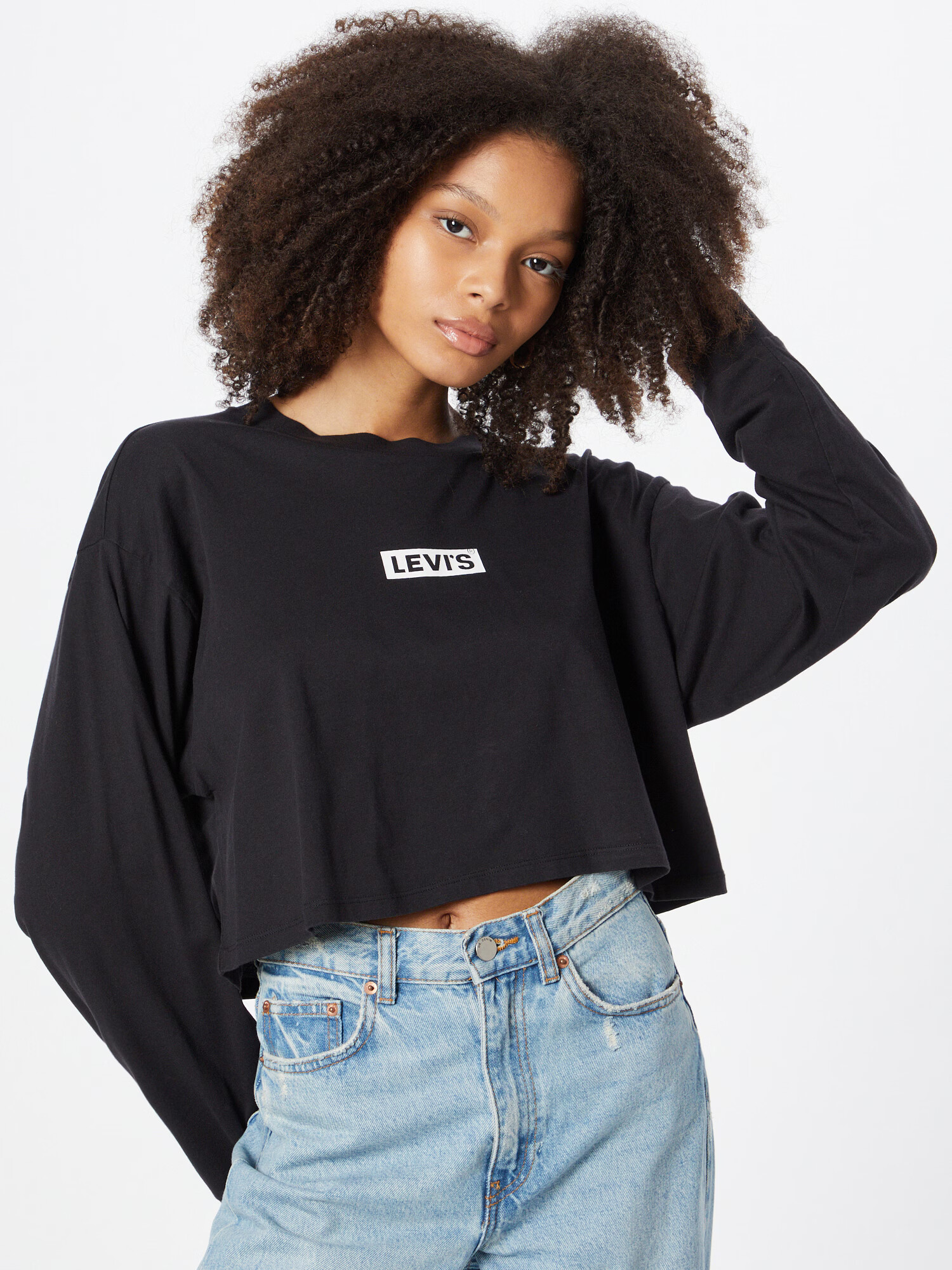 LEVI'S Majica 'GRAPHIC LS CROP REESE BLACKS' črna / bela - Pepit.si