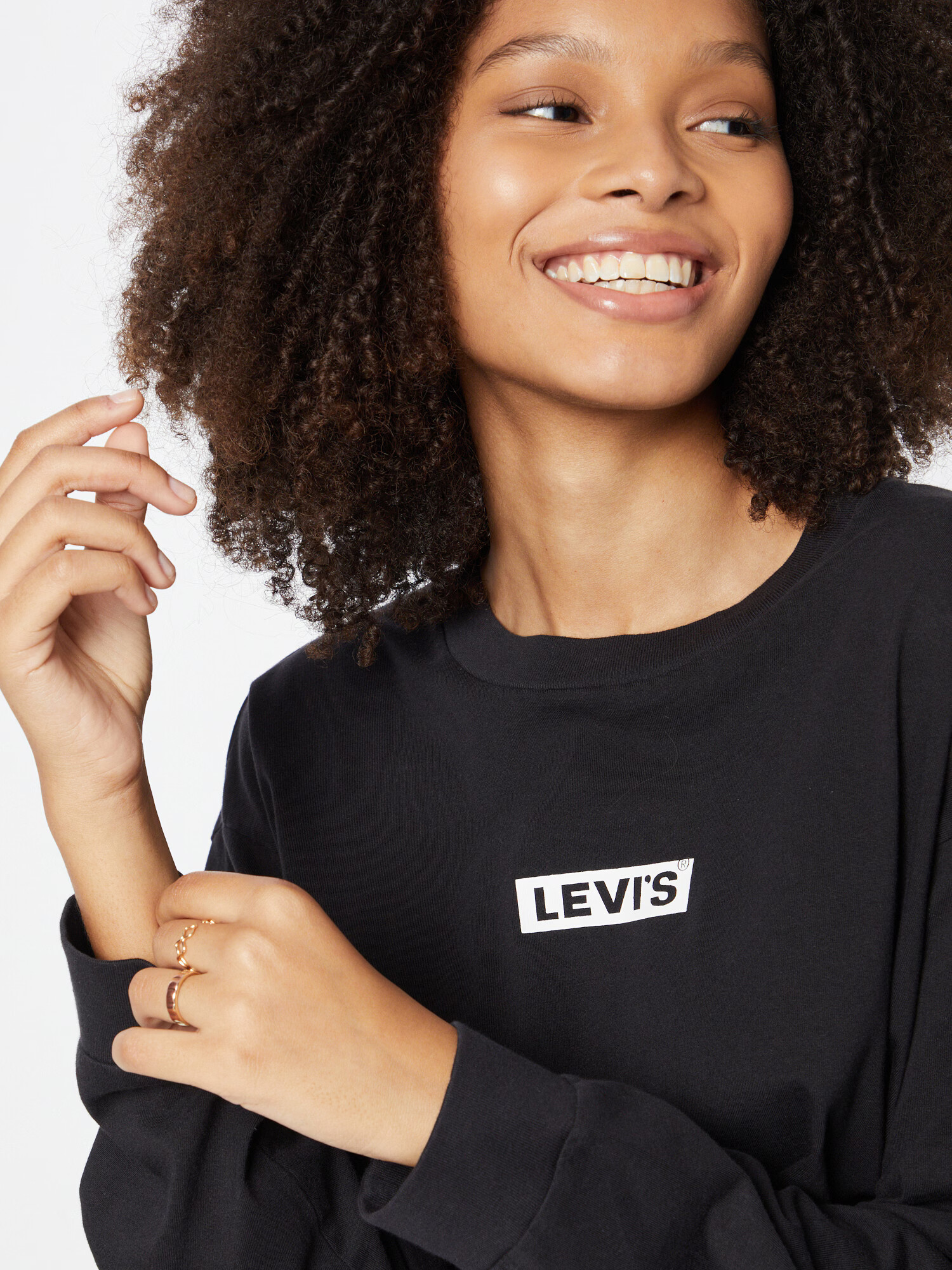 LEVI'S Majica 'GRAPHIC LS CROP REESE BLACKS' črna / bela - Pepit.si