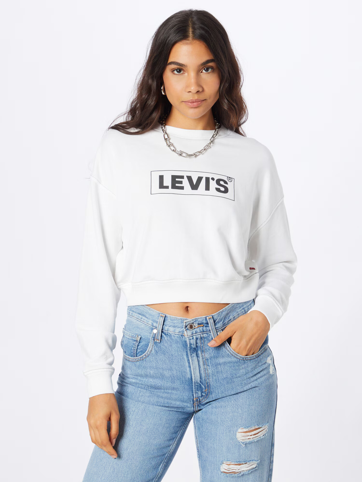 LEVI'S Majica 'GRAPHIC LAUNDRY CREW NEUTRALS' črna / bela - Pepit.si