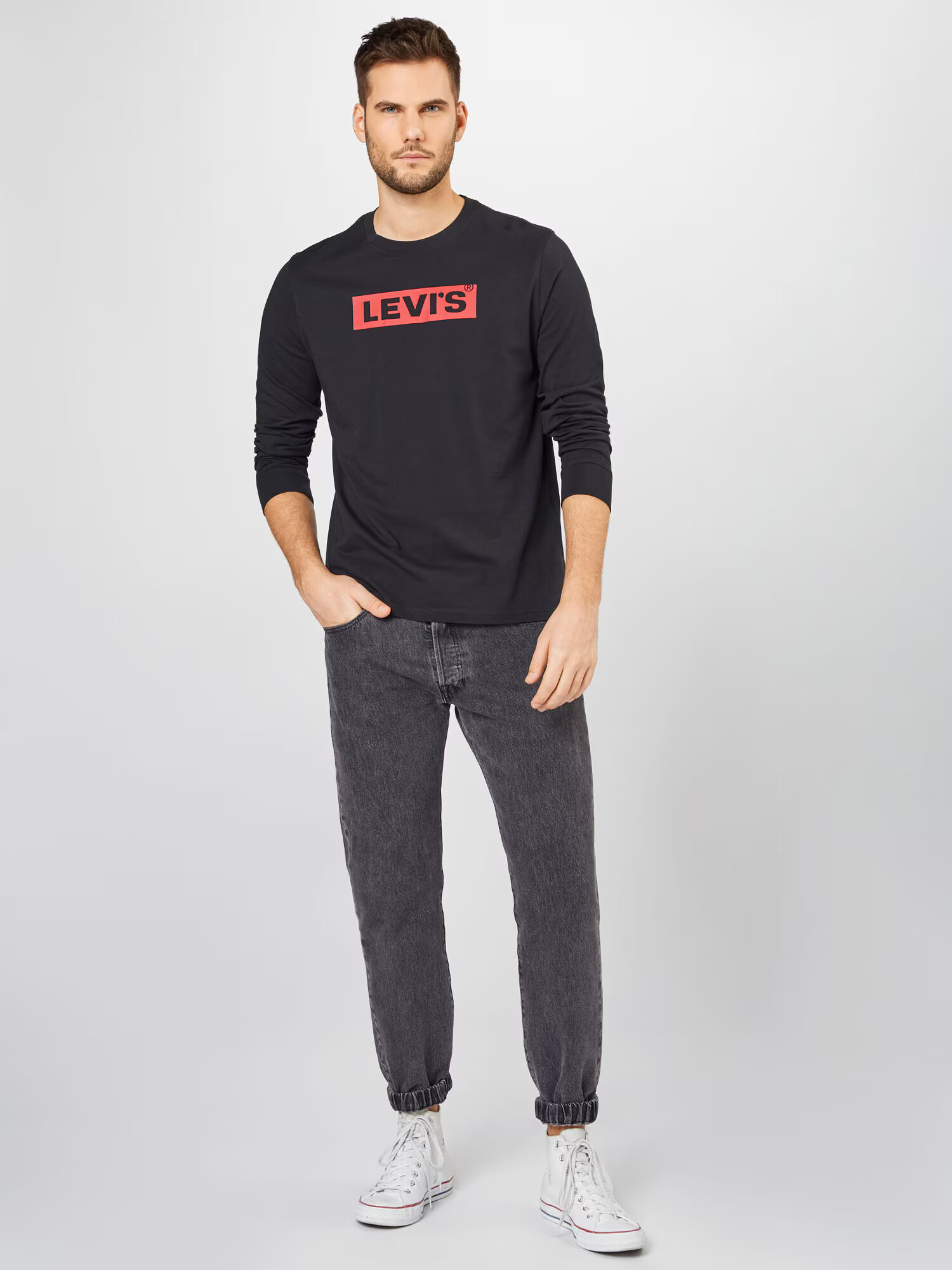 LEVI'S Majica 'RELAXED LS GRAPHIC TEE BLACKS' melona / črna - Pepit.si