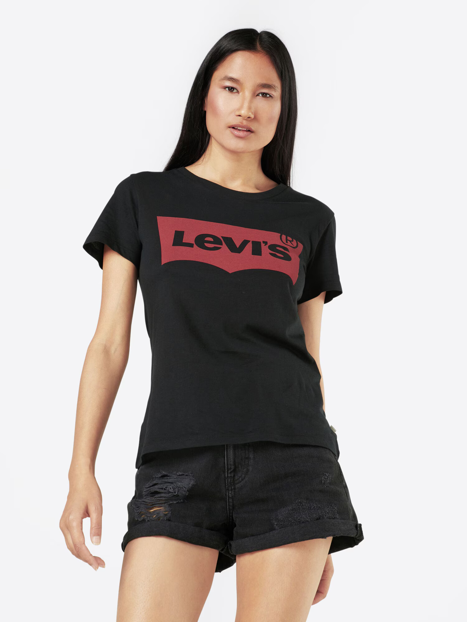 LEVI'S Majica 'THE PERFECT TEE BLACKS' rdeča / črna - Pepit.si